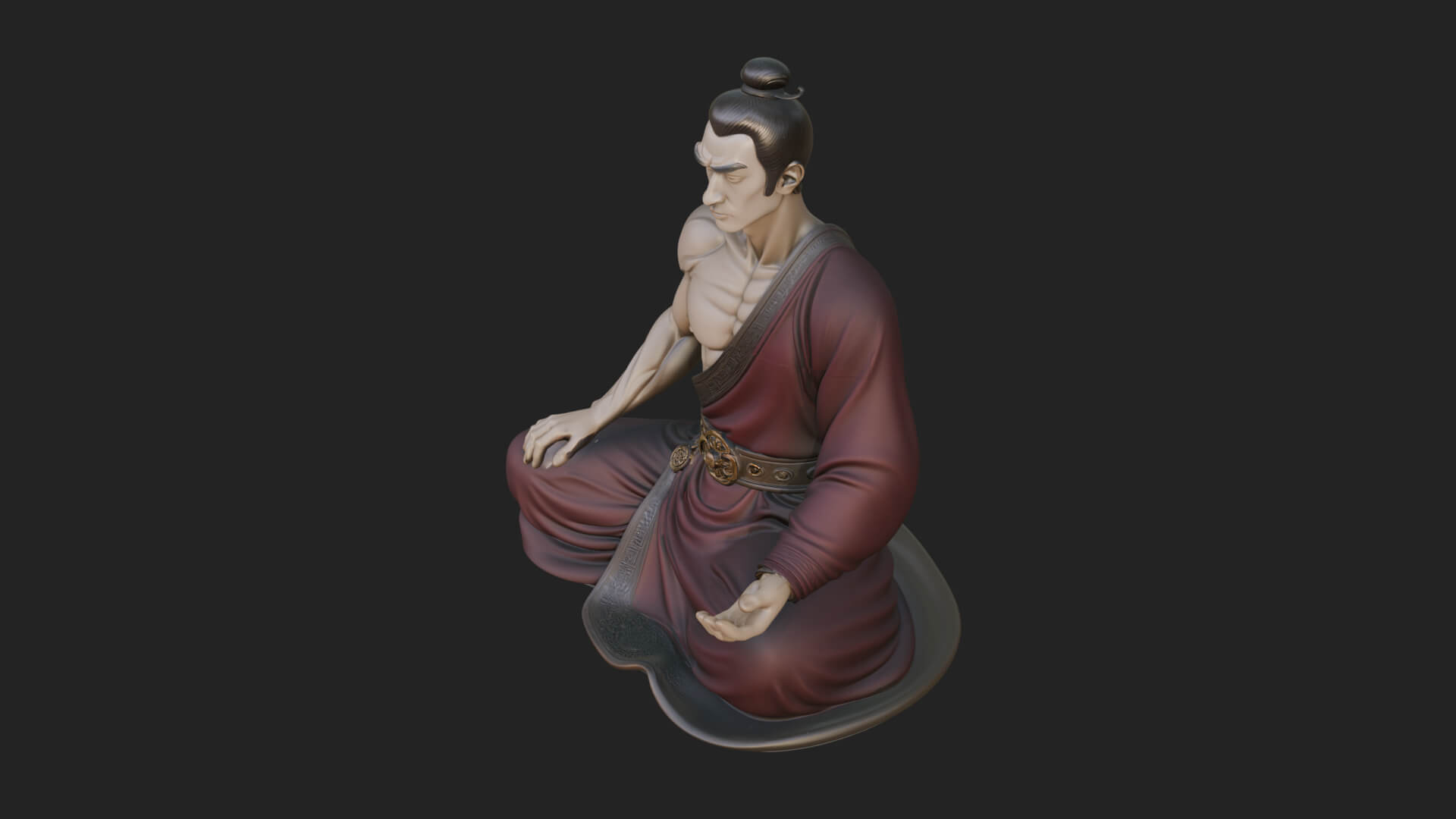 Kneeling Robed Man Statue Design 2 3D Print Model 3D Model