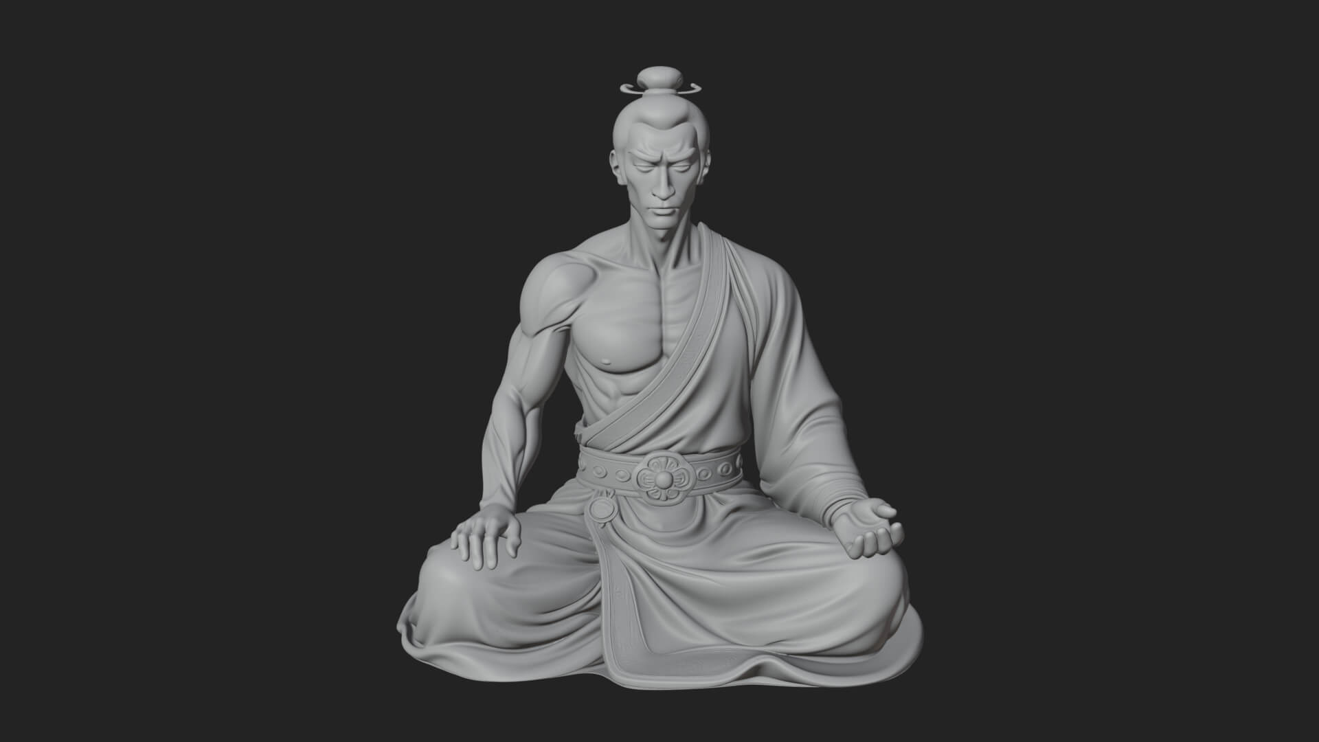 Kneeling Robed Man Statue Design 2 3D Print Model 3D Model