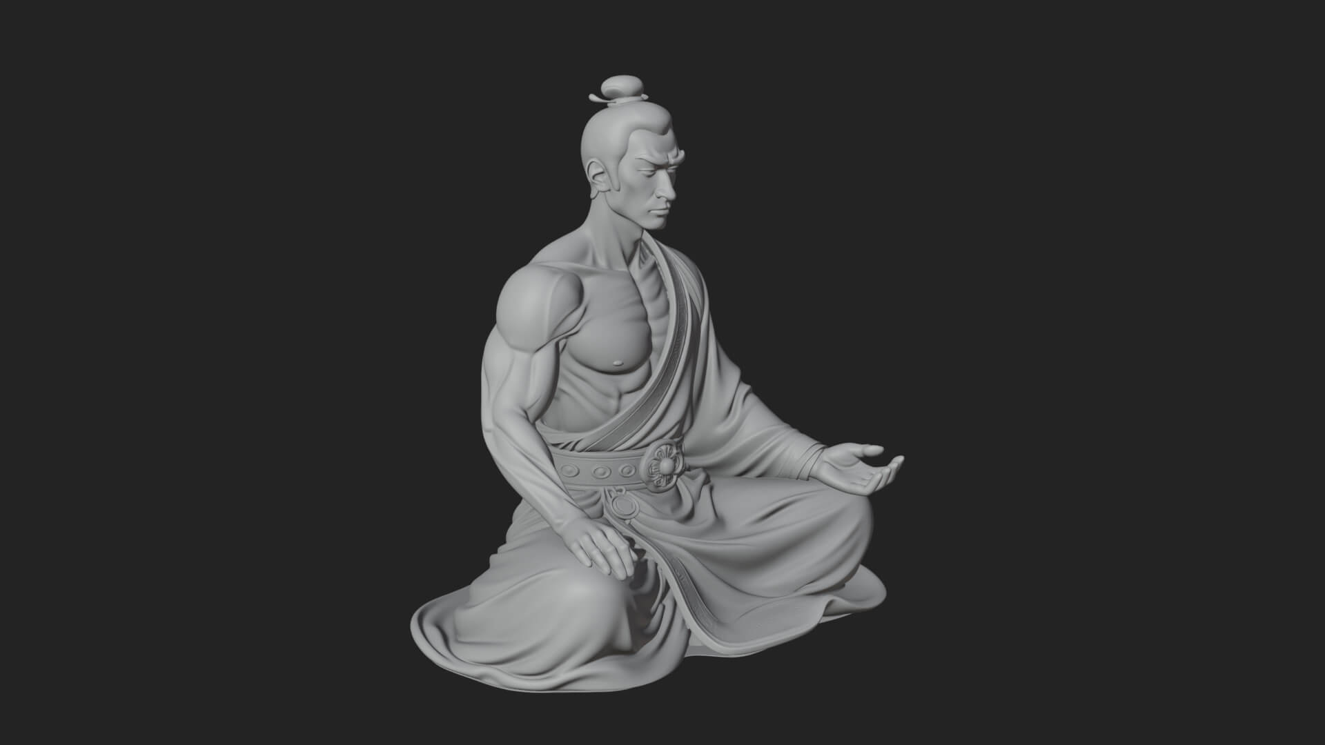 Kneeling Robed Man Statue Design 2 3D Print Model 3D Model