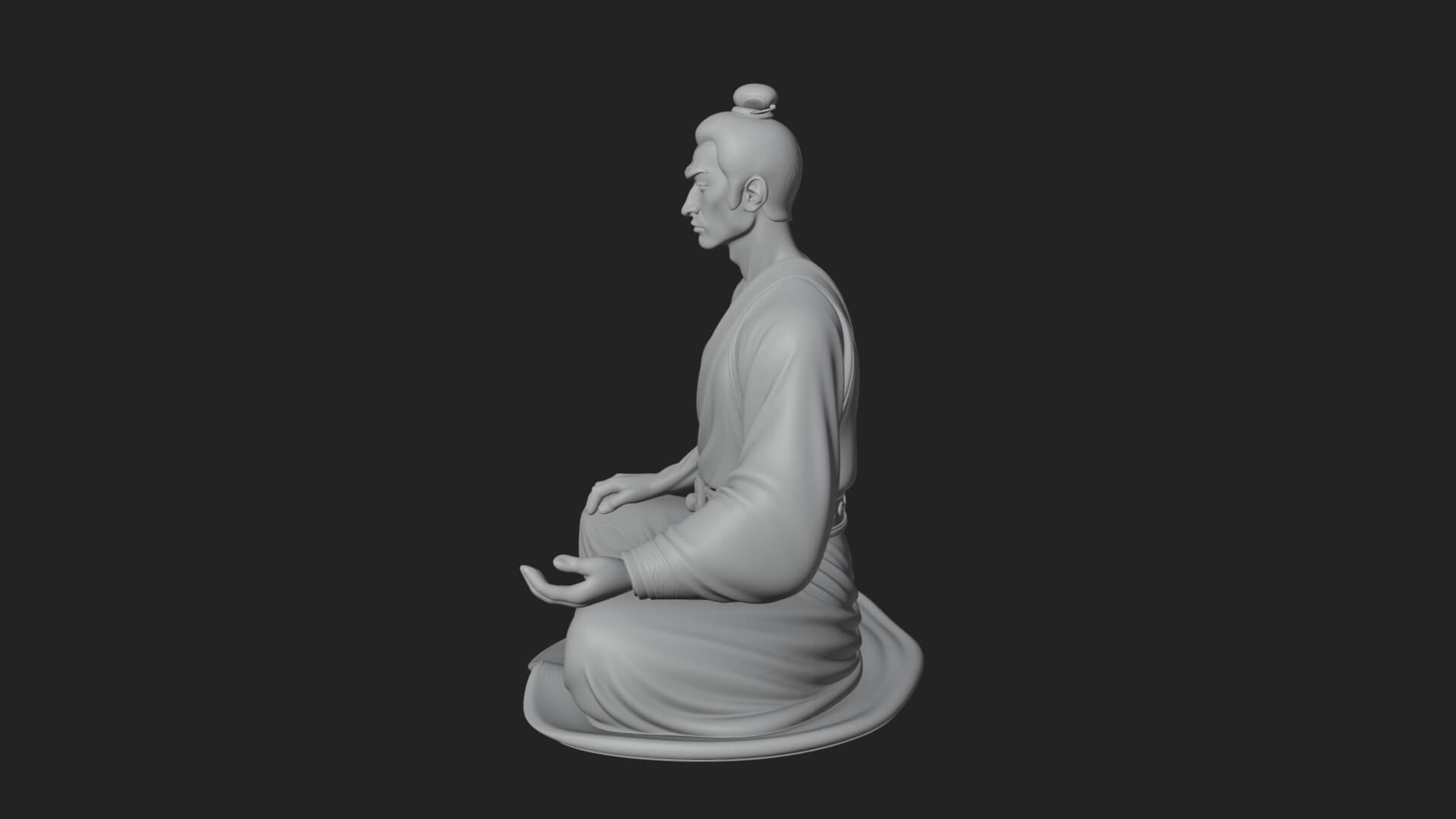Kneeling Robed Man Statue Design 2 3D Print Model 3D Model