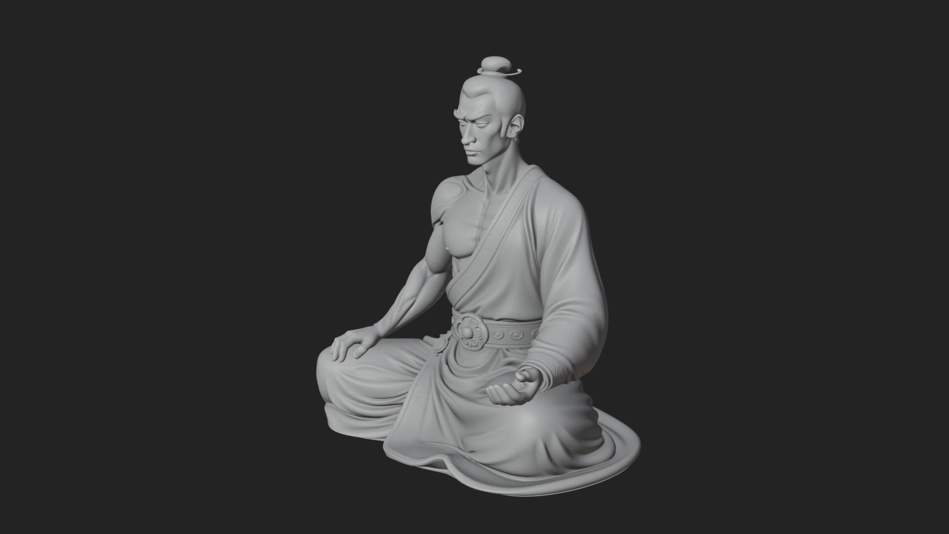 Kneeling Robed Man Statue Design 2 3D Print Model 3D Model