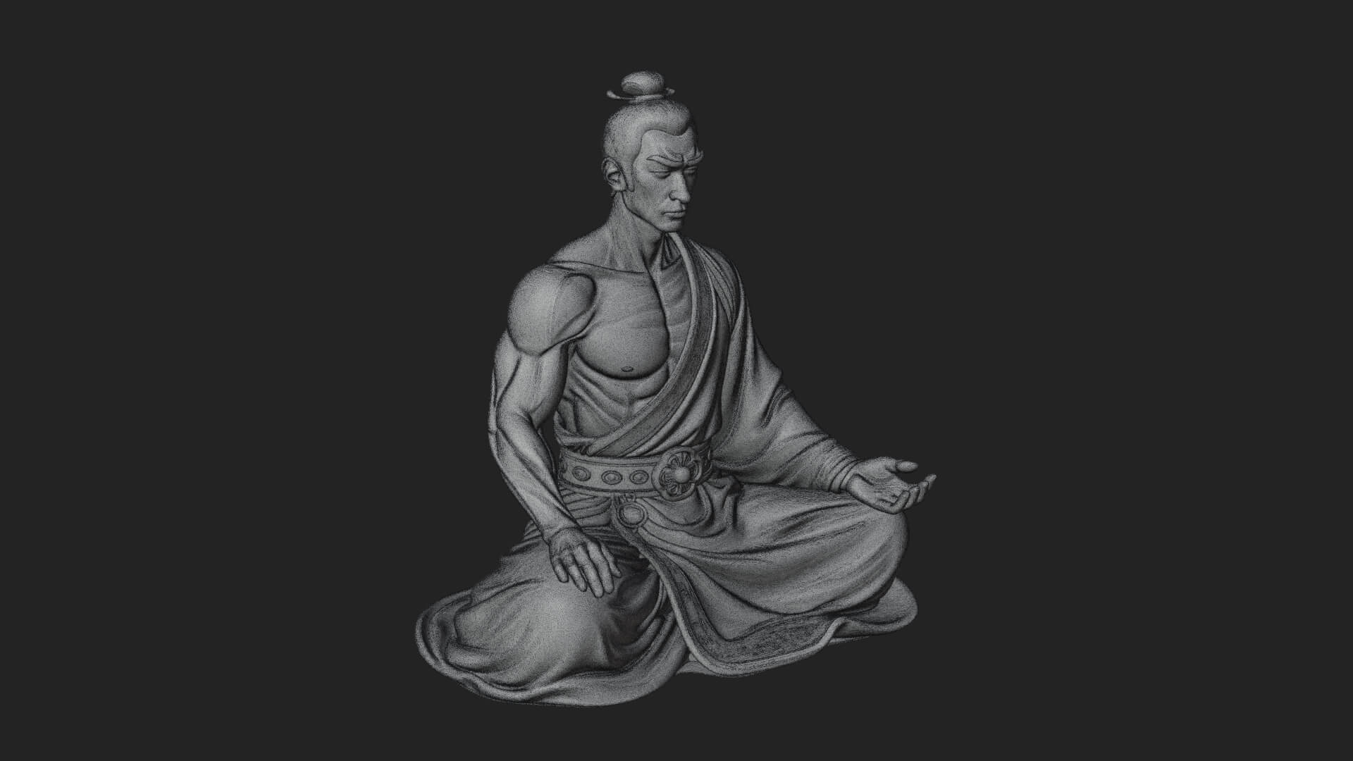 Kneeling Robed Man Statue Design 2 3D Print Model 3D Model