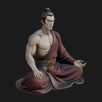 Kneeling Robed Man Statue Design 2 3D Print Model