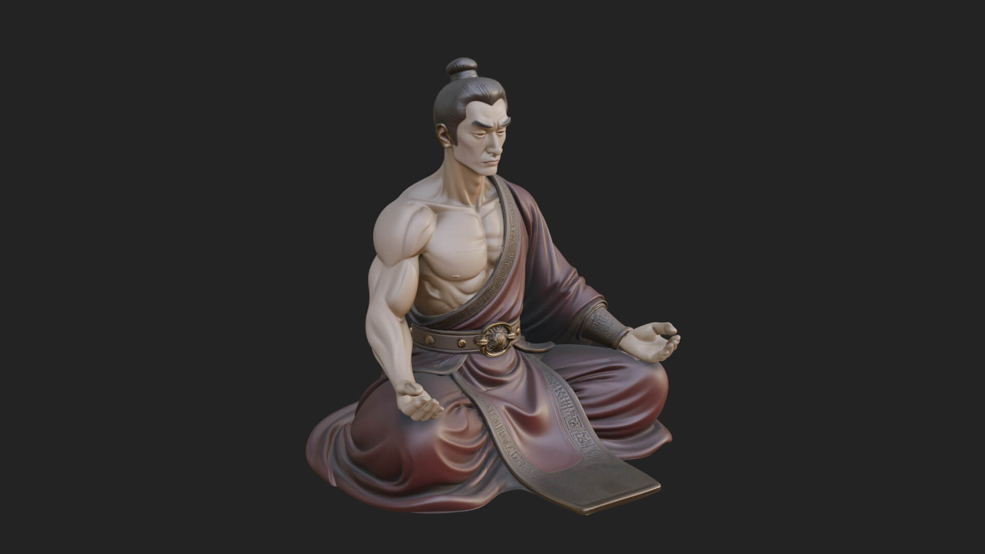 Kneeling Robed Man Statue Design 3 3D Print Model 3D Model