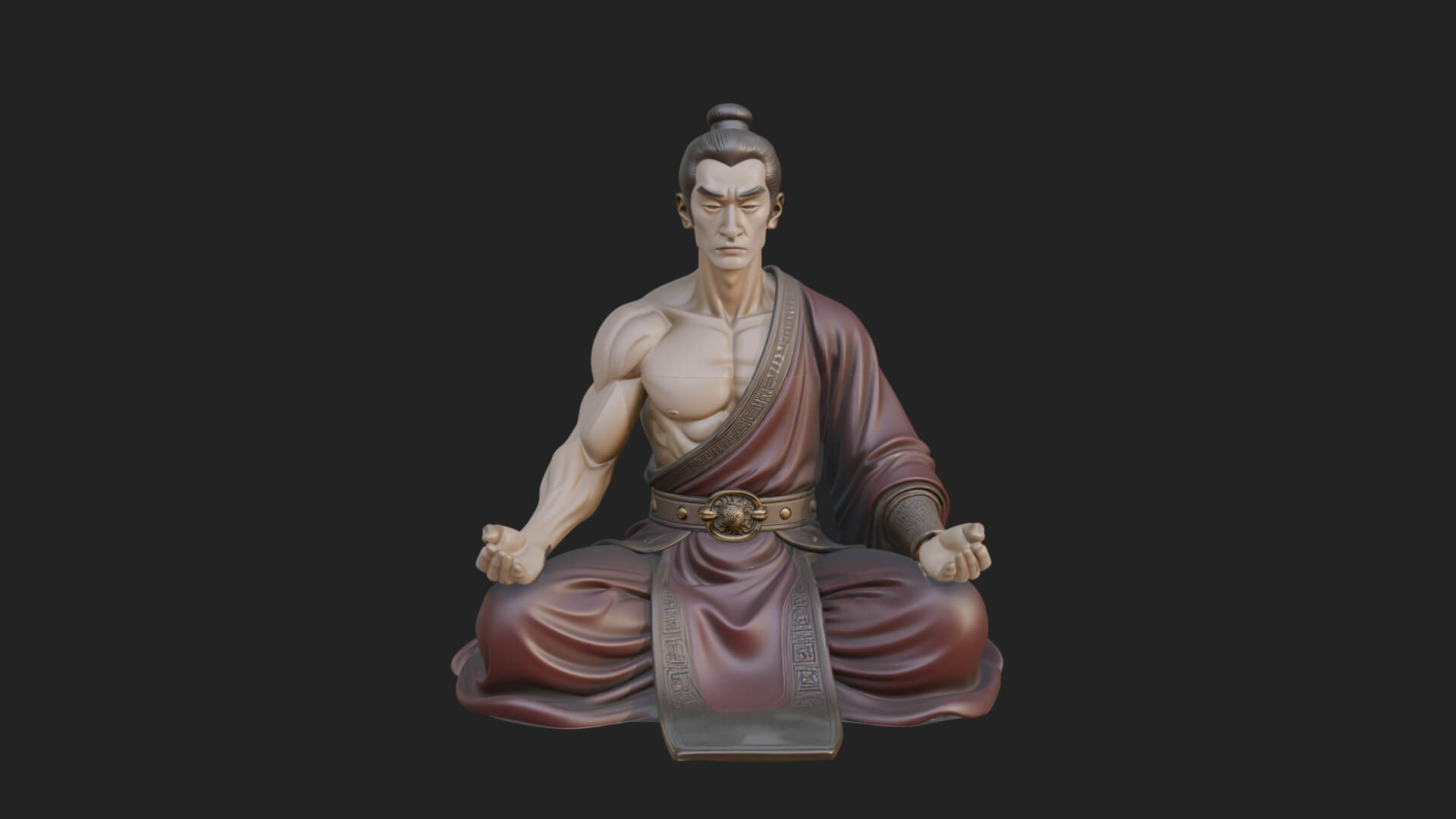 Kneeling Robed Man Statue Design 3 3D Print Model 3D Model
