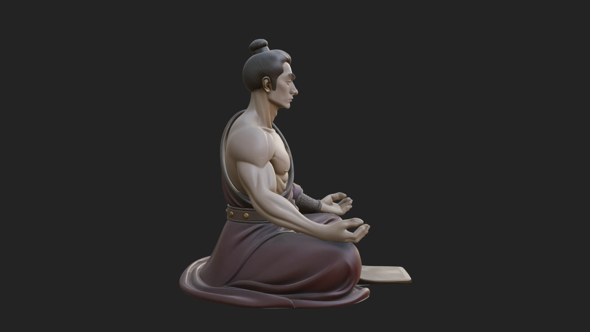 Kneeling Robed Man Statue Design 3 3D Print Model 3D Model
