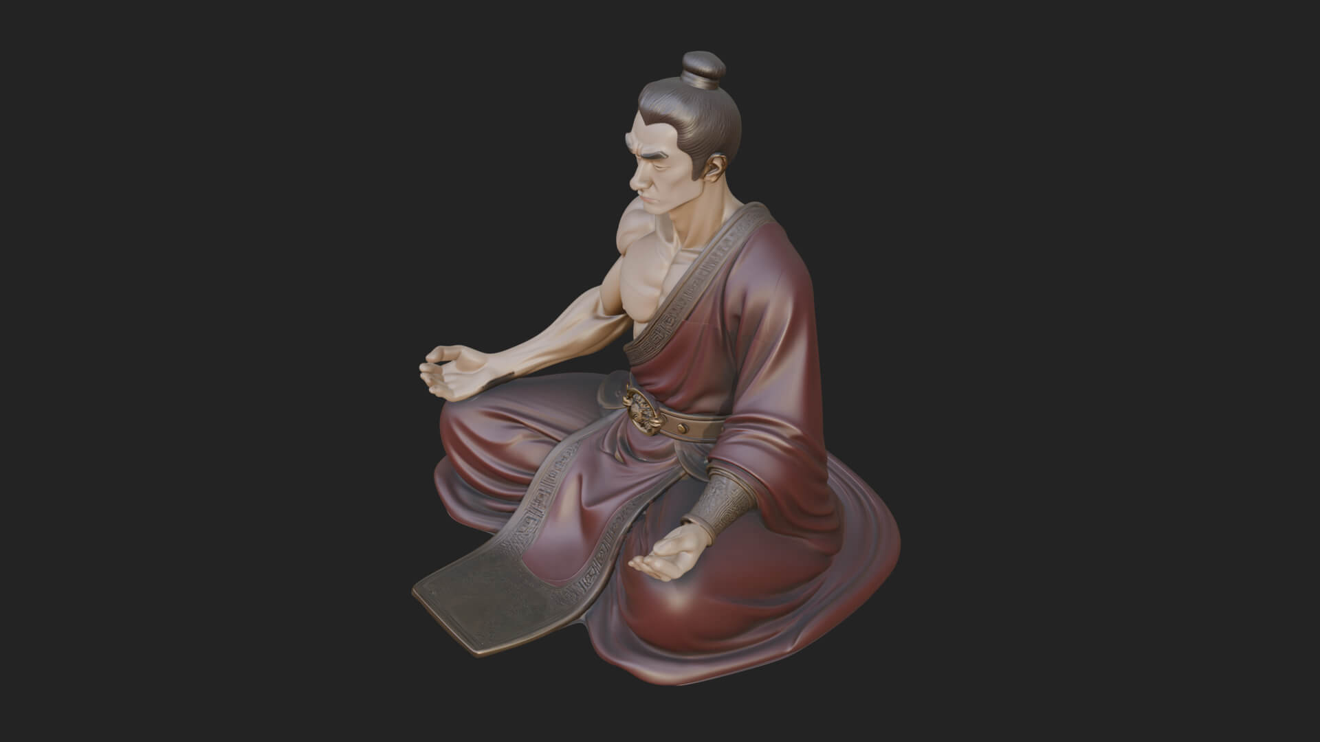 Kneeling Robed Man Statue Design 3 3D Print Model 3D Model