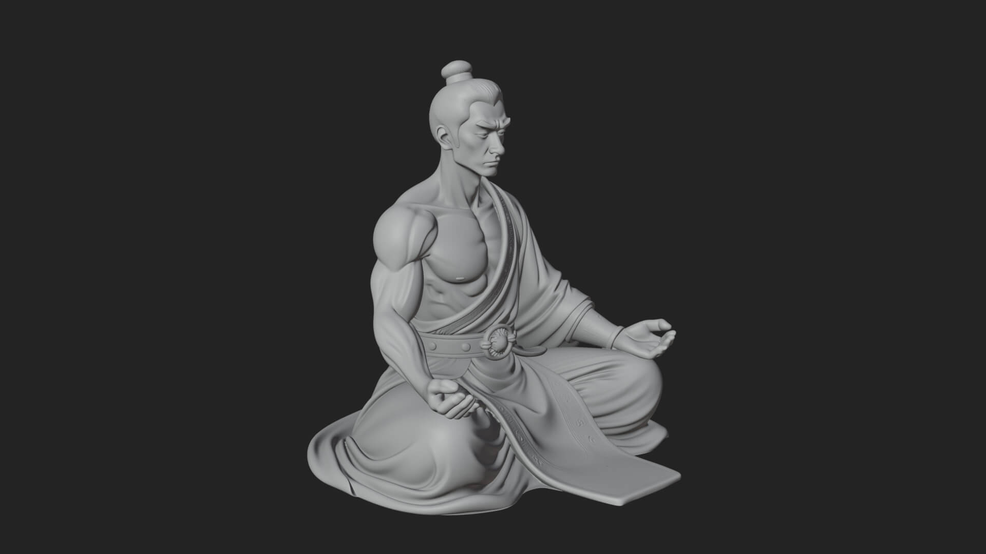 Kneeling Robed Man Statue Design 3 3D Print Model 3D Model