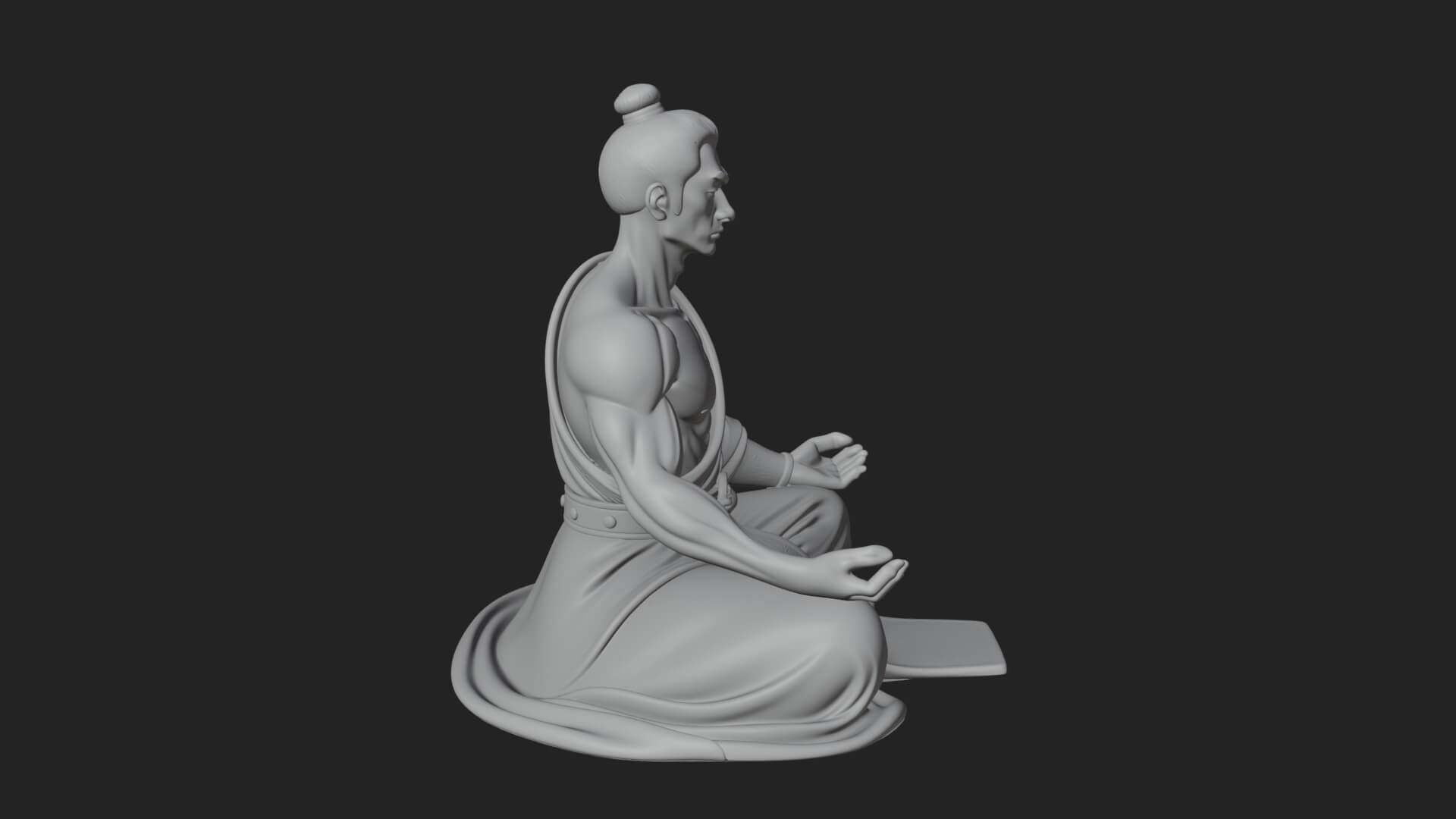 Kneeling Robed Man Statue Design 3 3D Print Model 3D Model