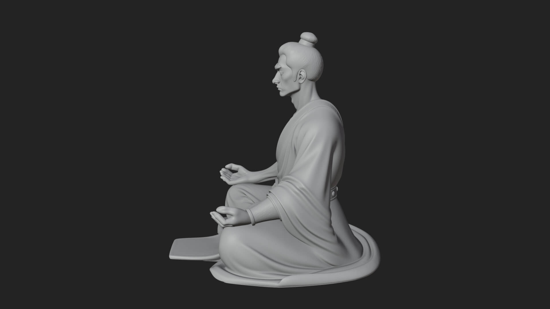 Kneeling Robed Man Statue Design 3 3D Print Model 3D Model
