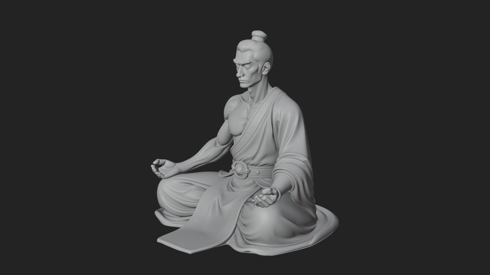 Kneeling Robed Man Statue Design 3 3D Print Model 3D Model