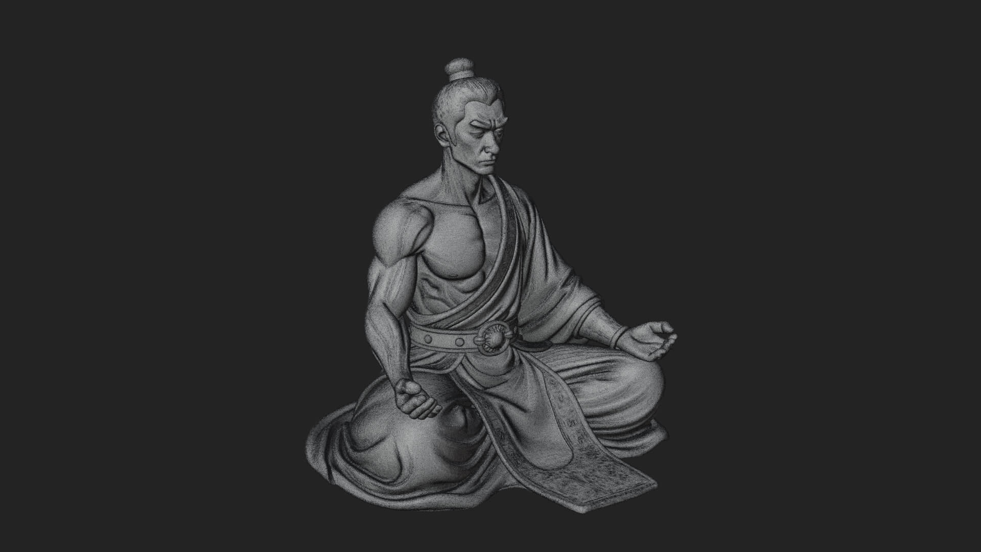 Kneeling Robed Man Statue Design 3 3D Print Model 3D Model