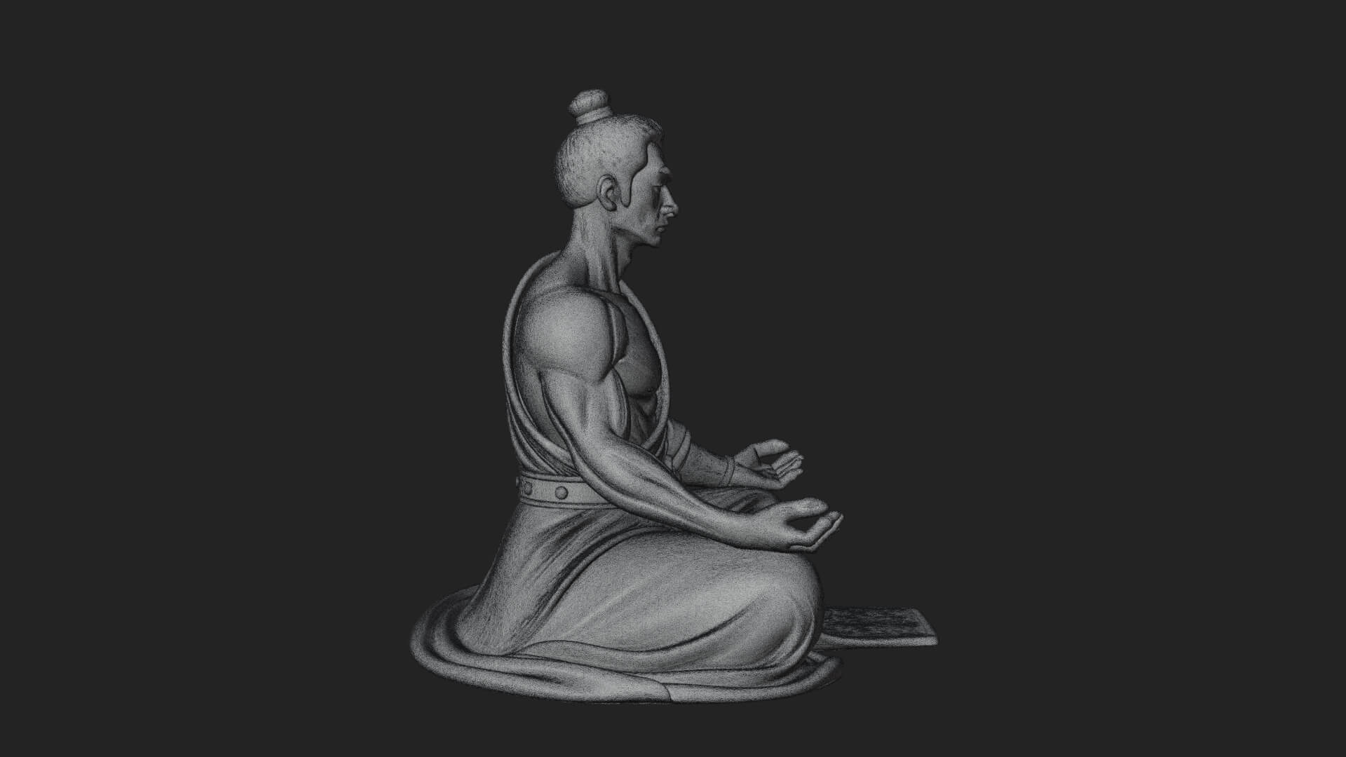 Kneeling Robed Man Statue Design 3 3D Print Model 3D Model