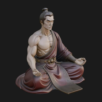 Kneeling Robed Man Statue Design 3 3D Print Model