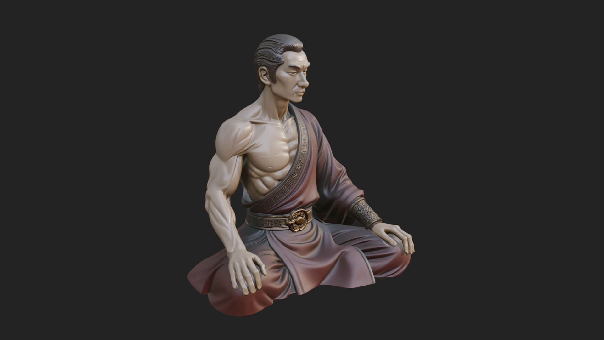 Kneeling Robed Man Statue Design 4 3D Print Model 3D Model