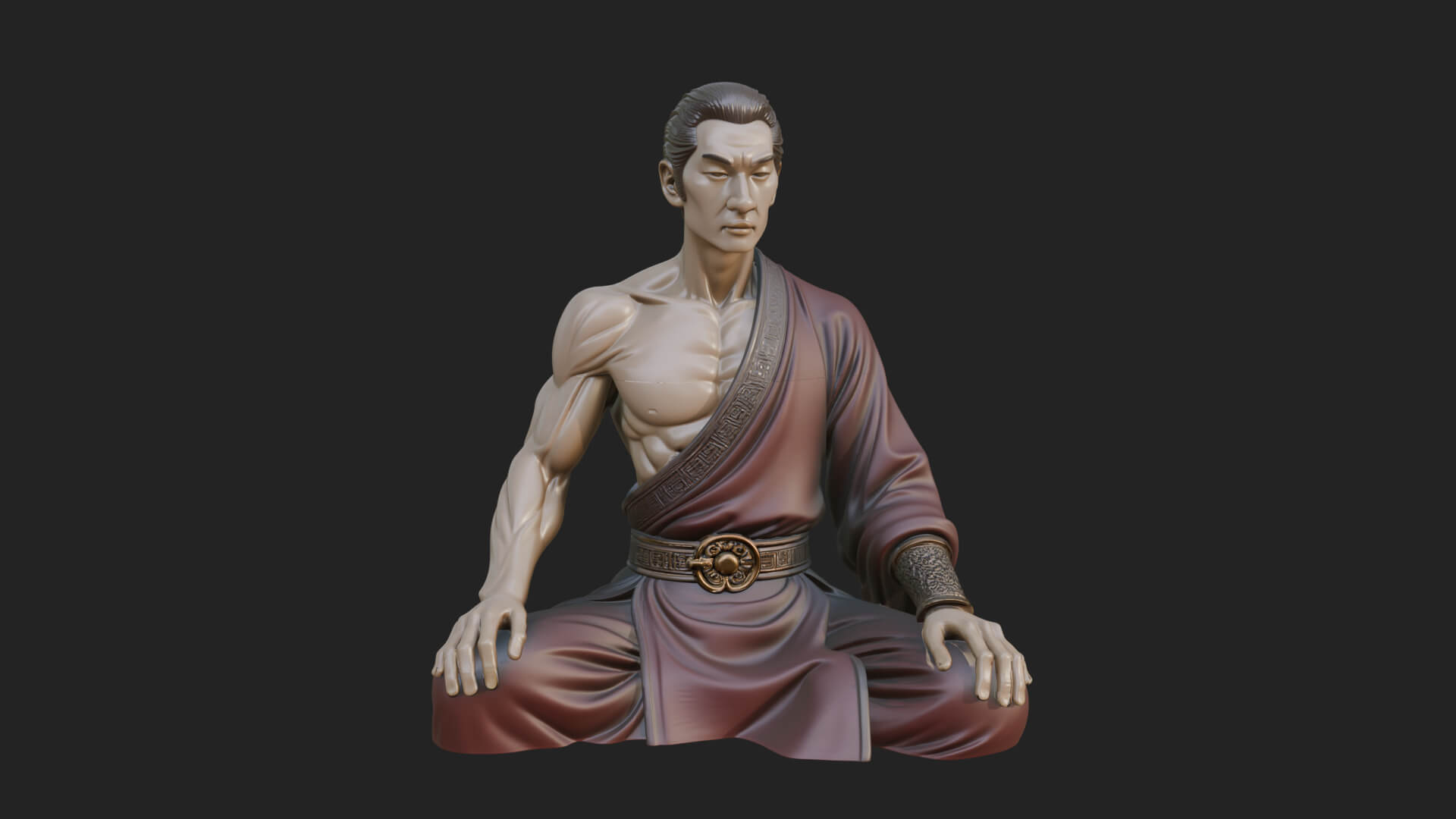 Kneeling Robed Man Statue Design 4 3D Print Model 3D Model