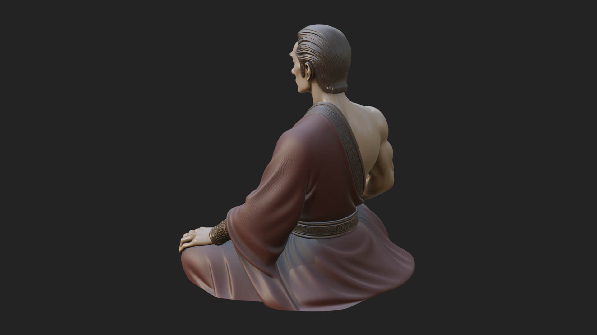 Kneeling Robed Man Statue Design 4 3D Print Model 3D Model