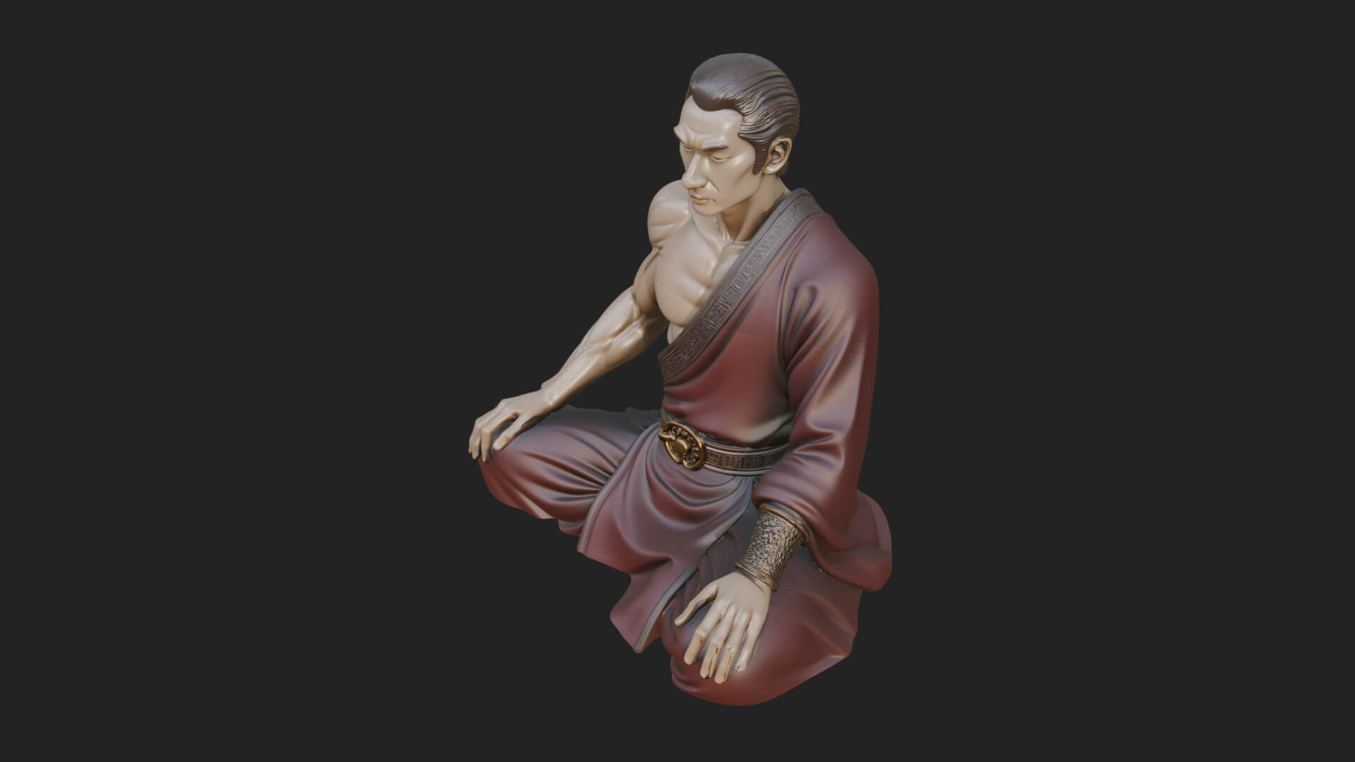 Kneeling Robed Man Statue Design 4 3D Print Model 3D Model