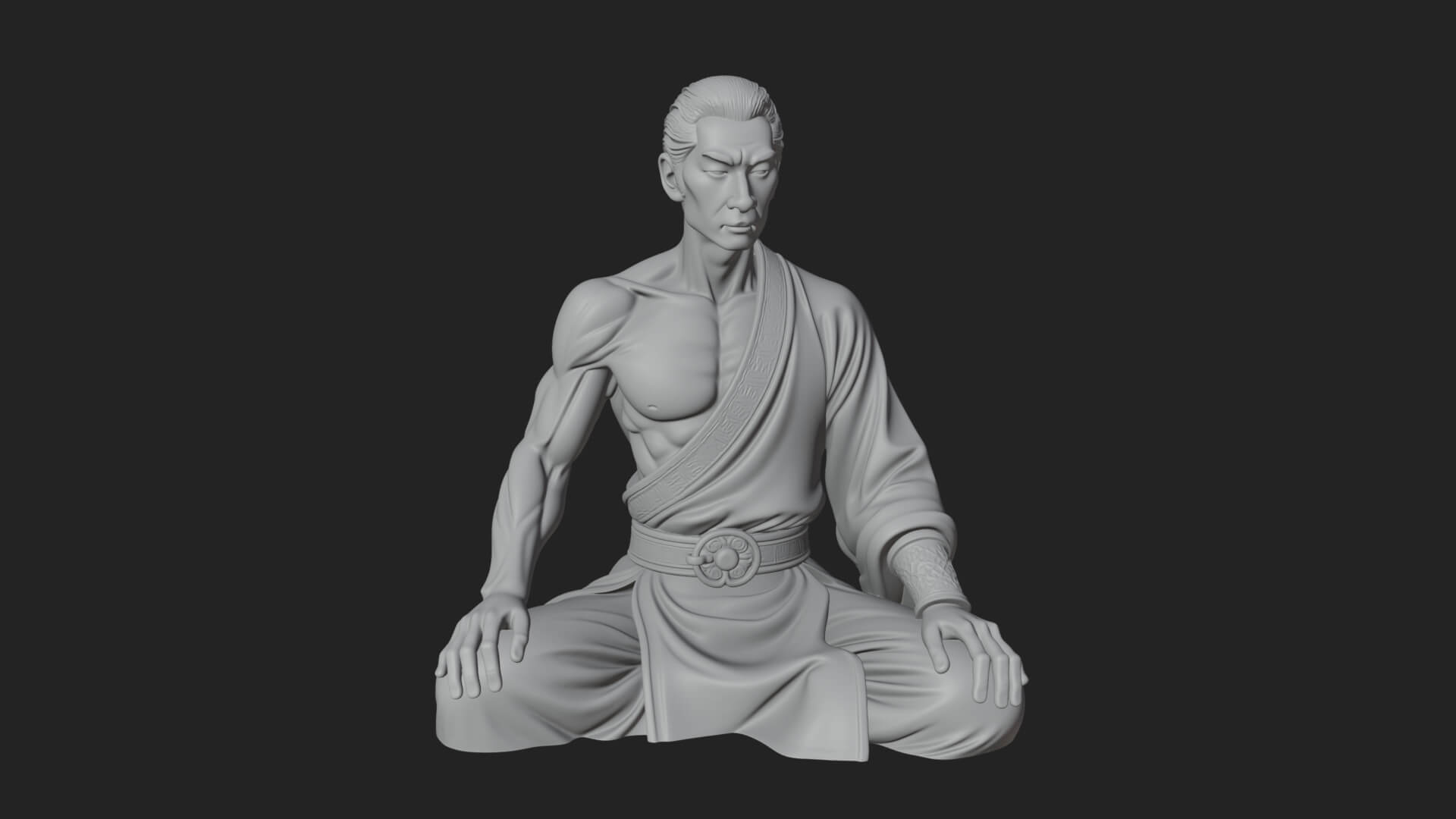 Kneeling Robed Man Statue Design 4 3D Print Model 3D Model