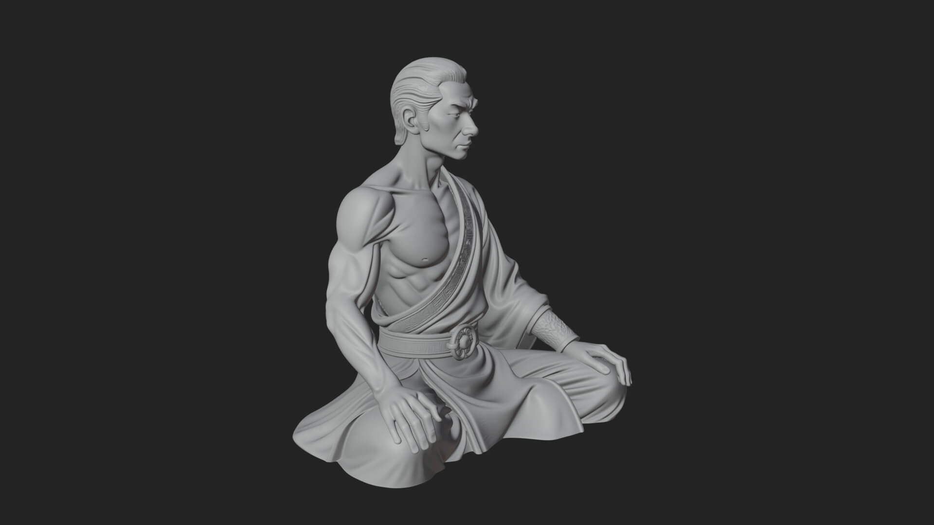 Kneeling Robed Man Statue Design 4 3D Print Model 3D Model