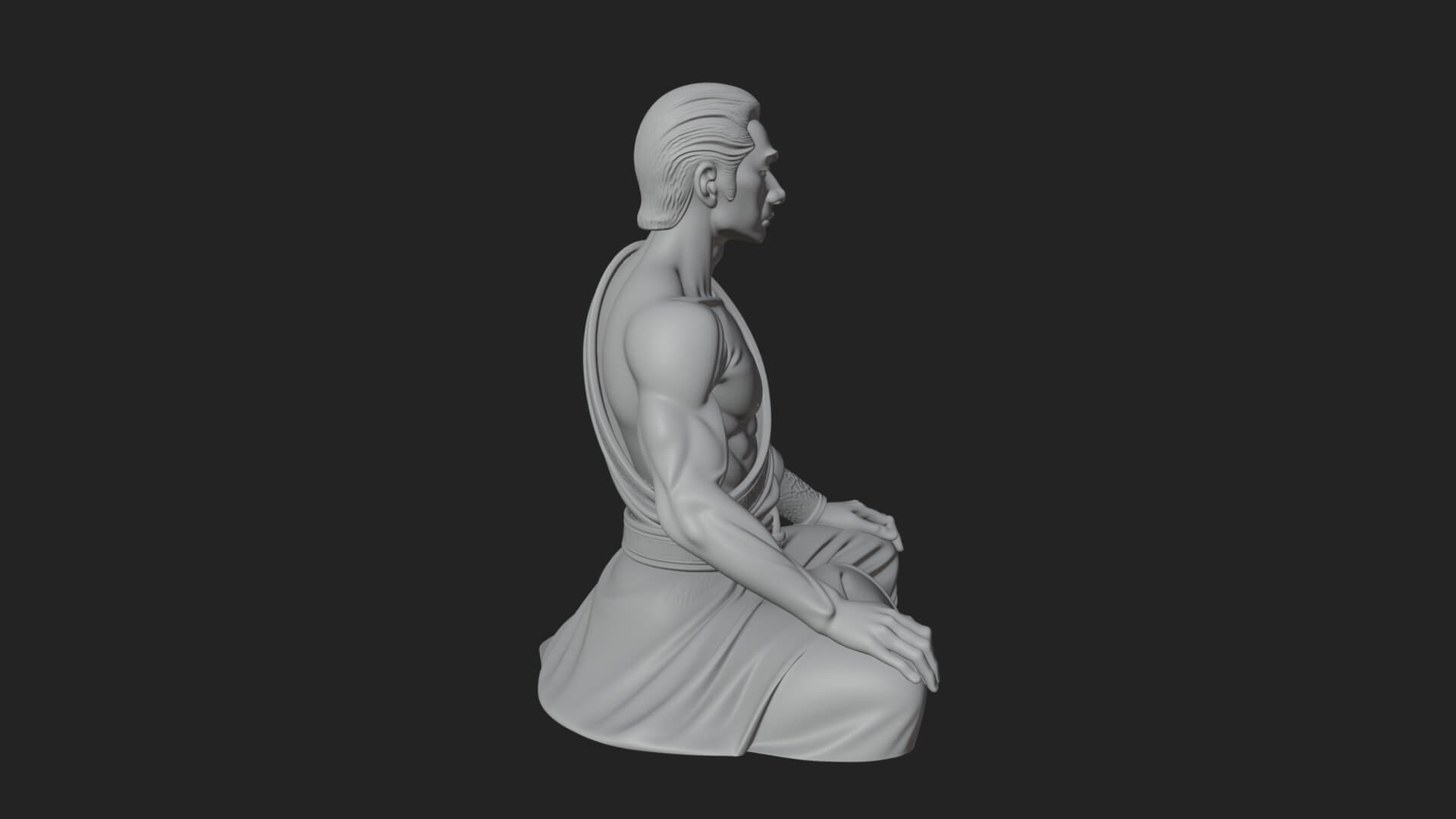 Kneeling Robed Man Statue Design 4 3D Print Model 3D Model