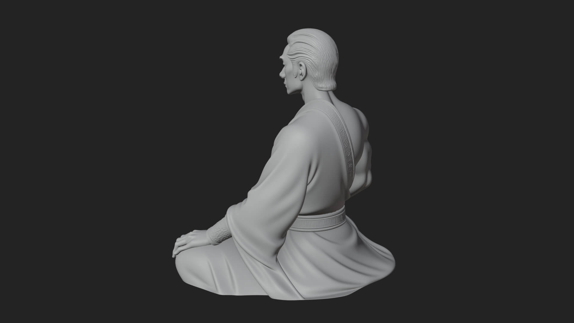 Kneeling Robed Man Statue Design 4 3D Print Model 3D Model