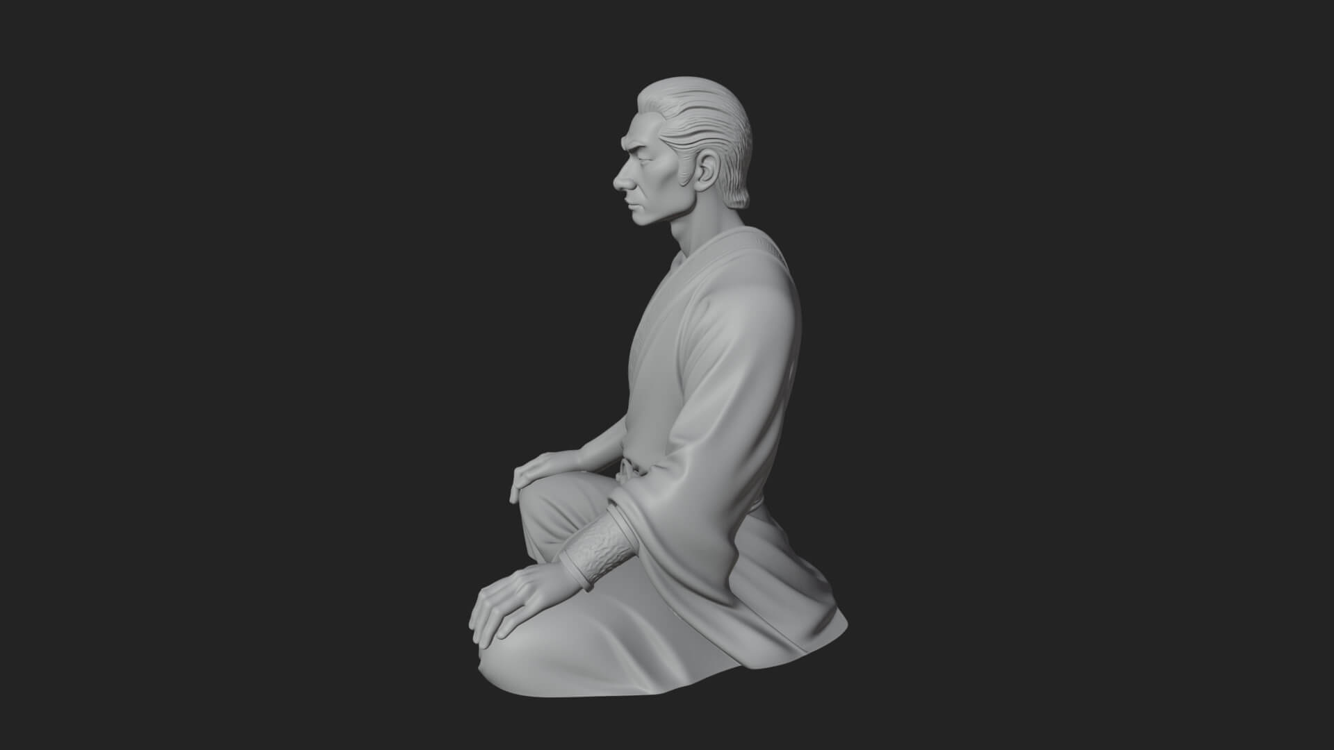 Kneeling Robed Man Statue Design 4 3D Print Model 3D Model