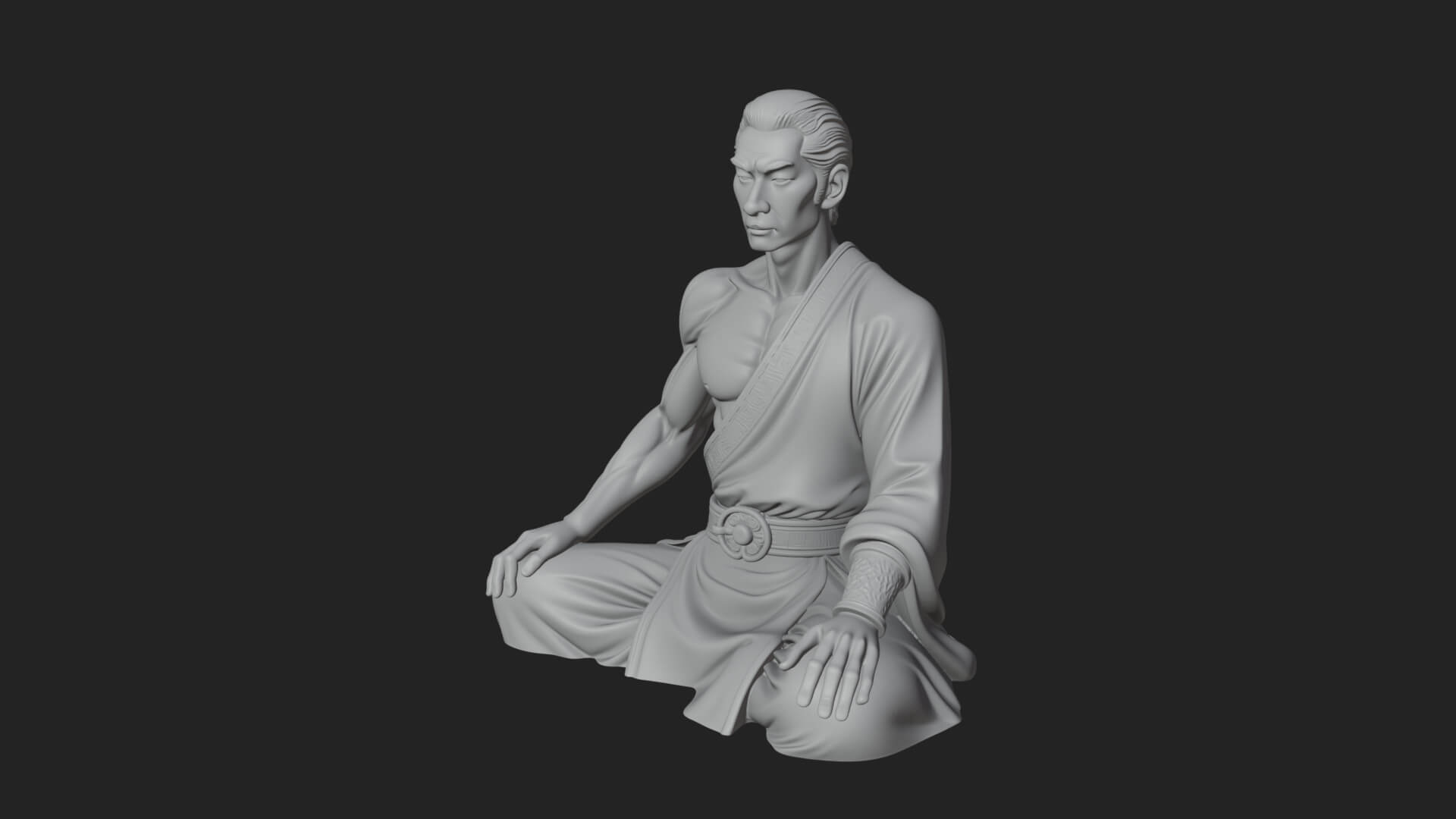 Kneeling Robed Man Statue Design 4 3D Print Model 3D Model