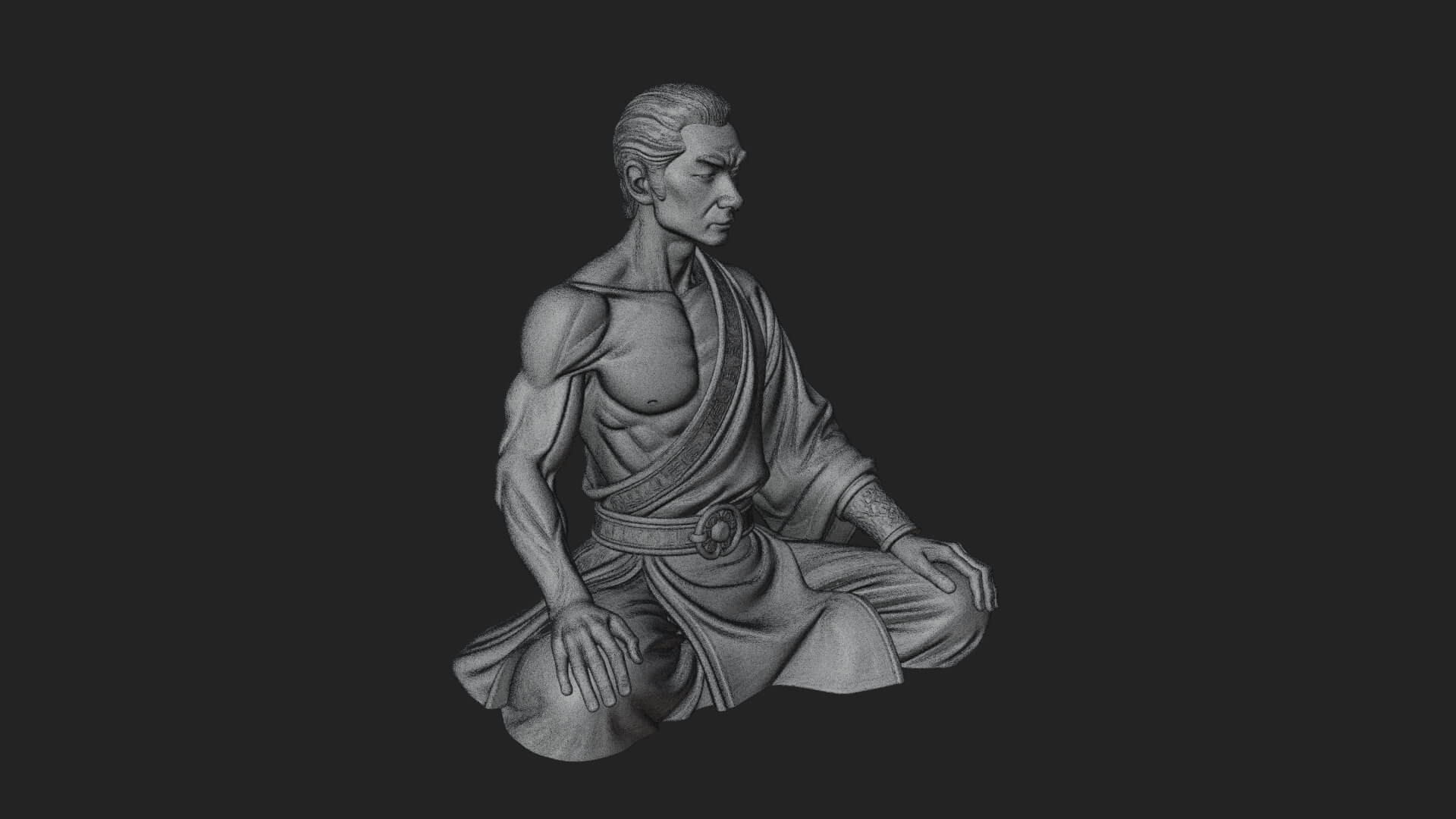 Kneeling Robed Man Statue Design 4 3D Print Model 3D Model