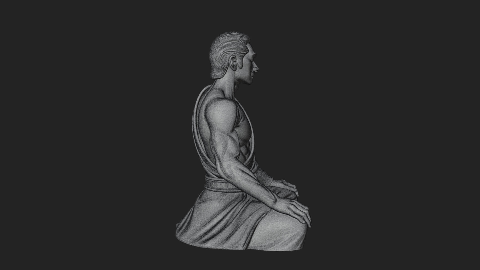 Kneeling Robed Man Statue Design 4 3D Print Model 3D Model