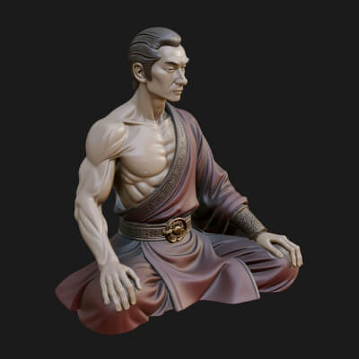 Kneeling Robed Man Statue Design 4 3D Print Model