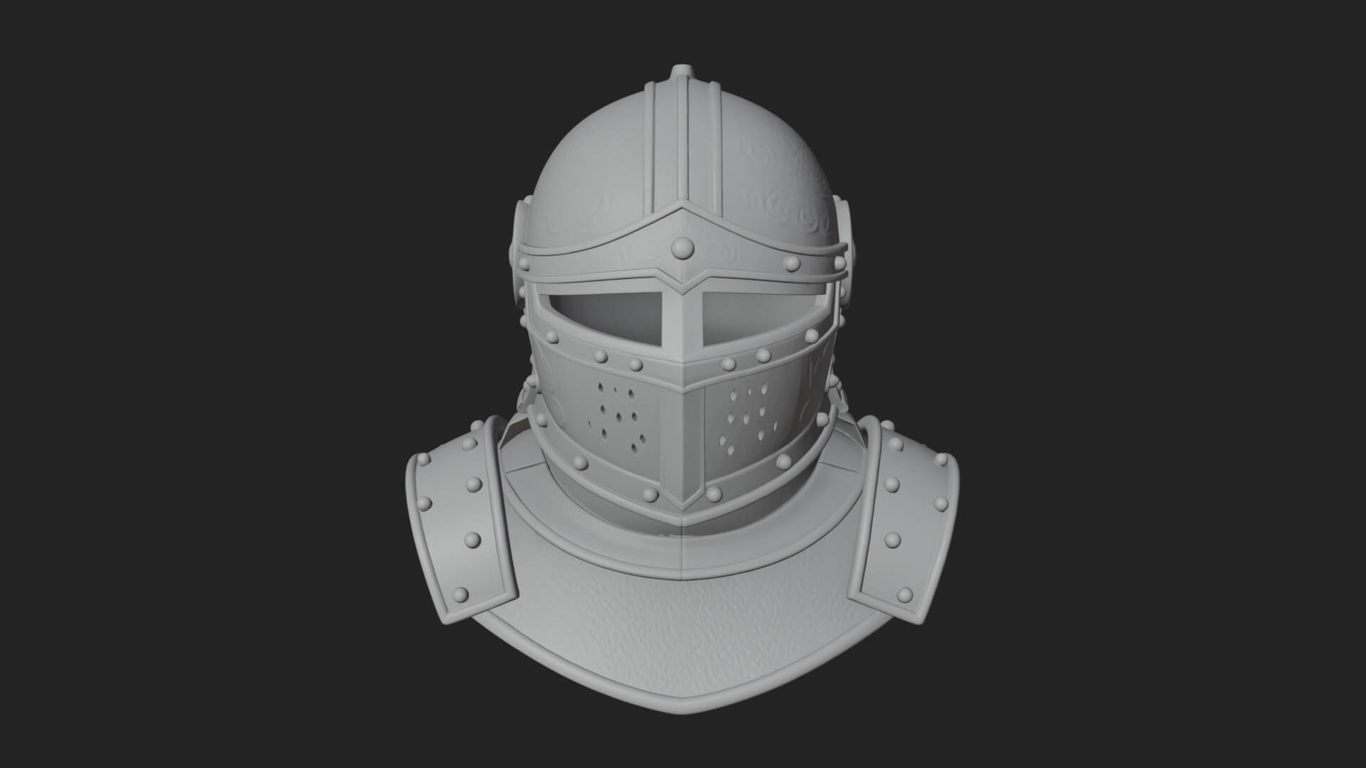 Knight Great Helm Bust Design 1 3D Print Model 3D Model