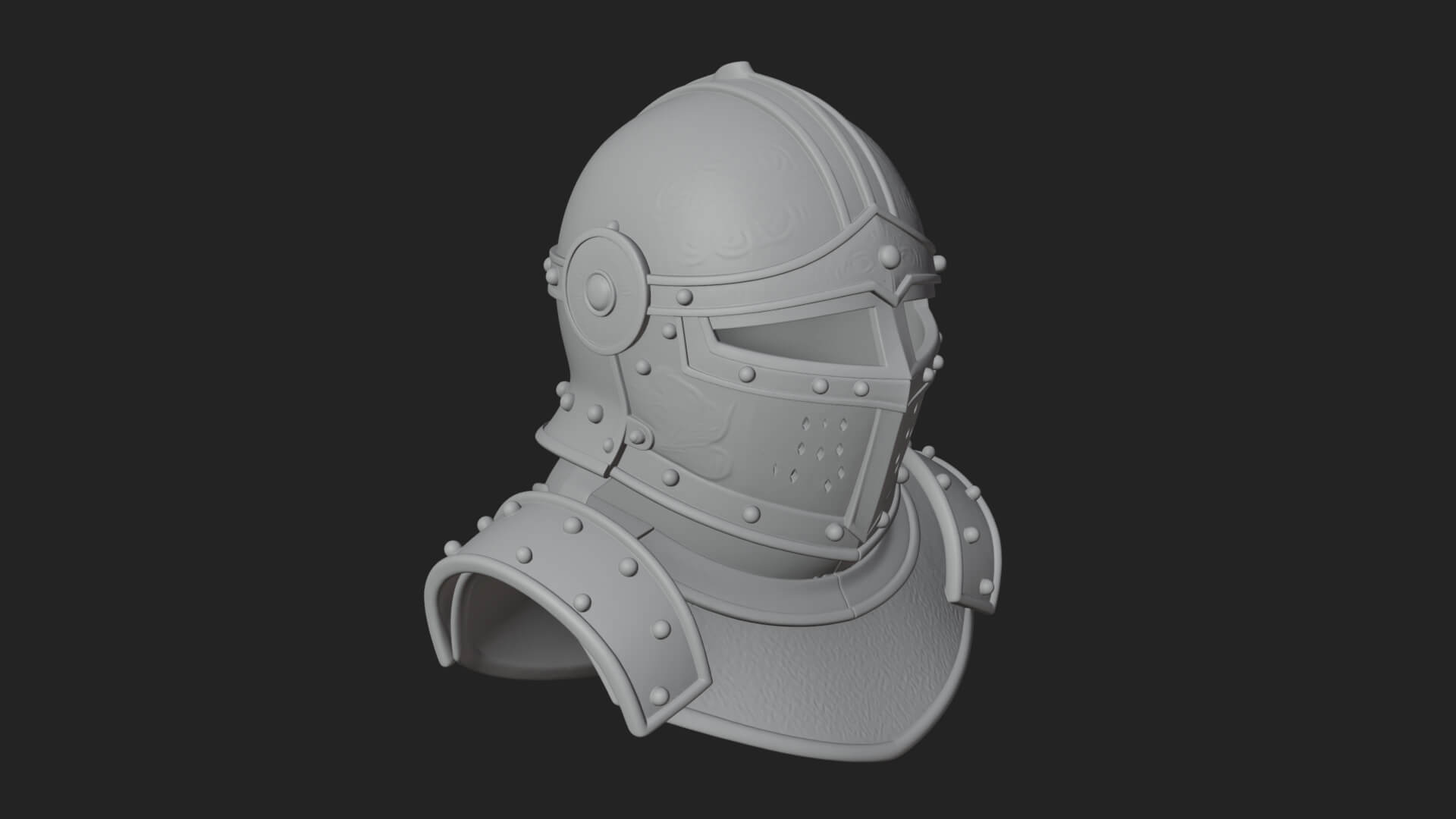 Knight Great Helm Bust Design 1 3D Print Model 3D Model