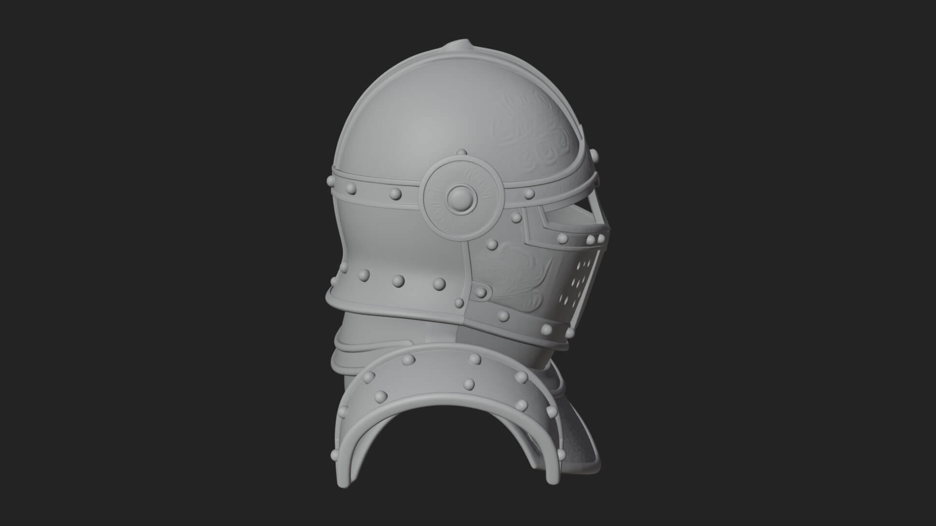 Knight Great Helm Bust Design 1 3D Print Model 3D Model