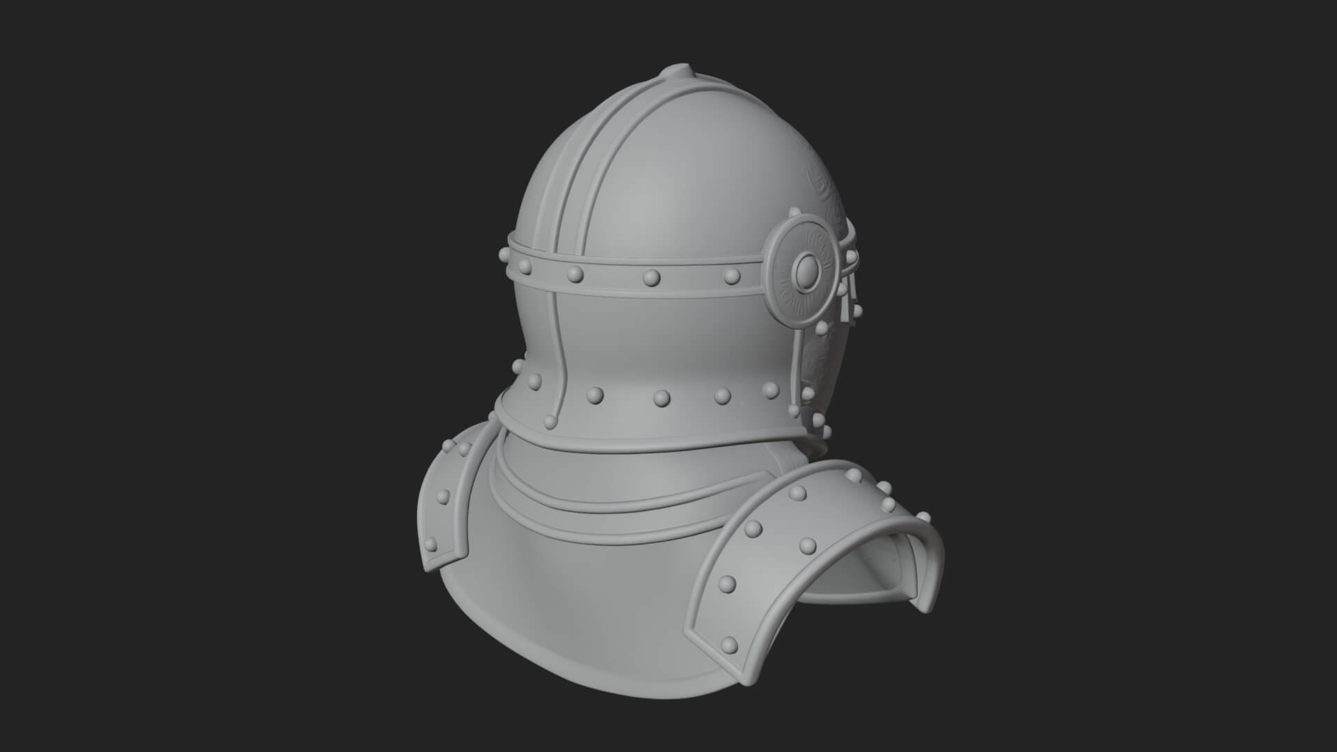 Knight Great Helm Bust Design 1 3D Print Model 3D Model