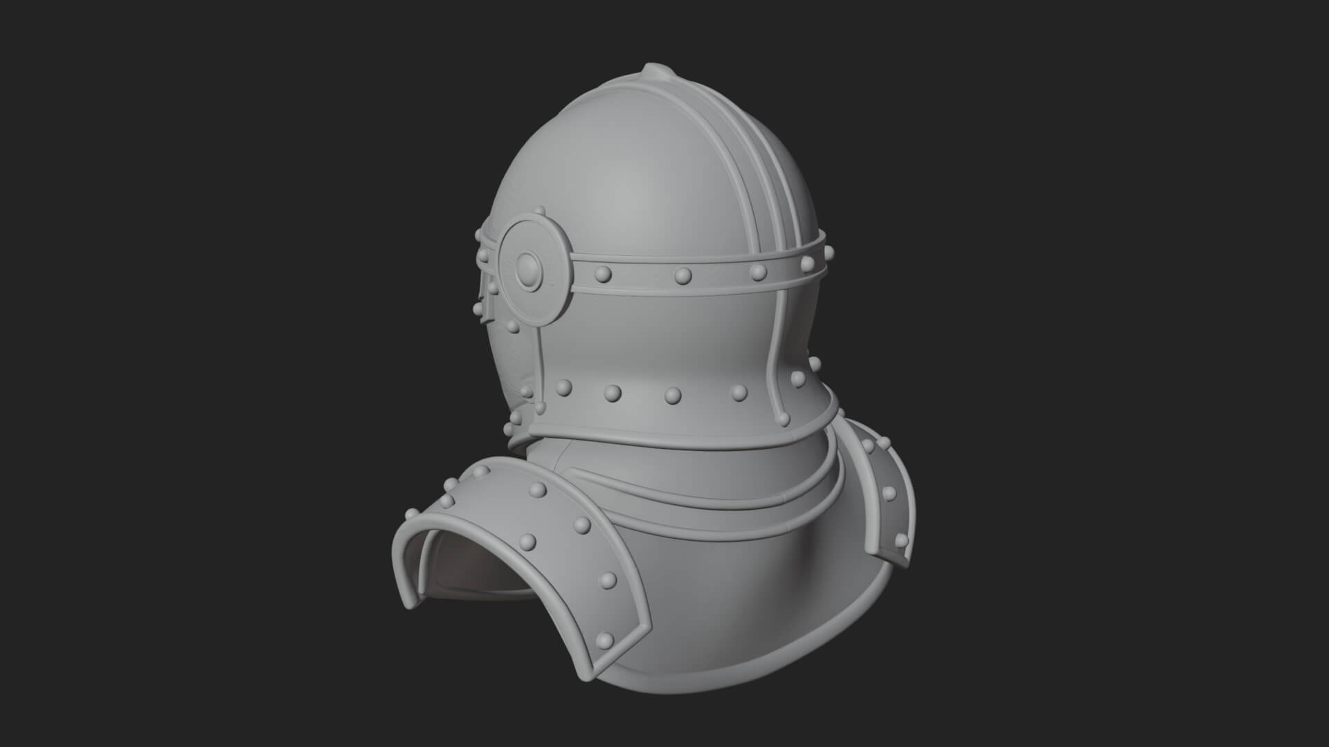 Knight Great Helm Bust Design 1 3D Print Model 3D Model