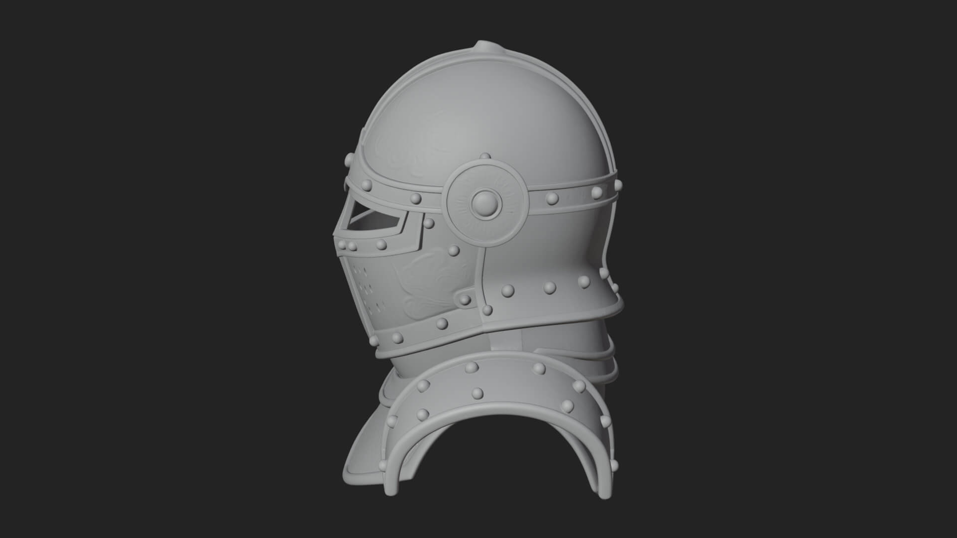 Knight Great Helm Bust Design 1 3D Print Model 3D Model