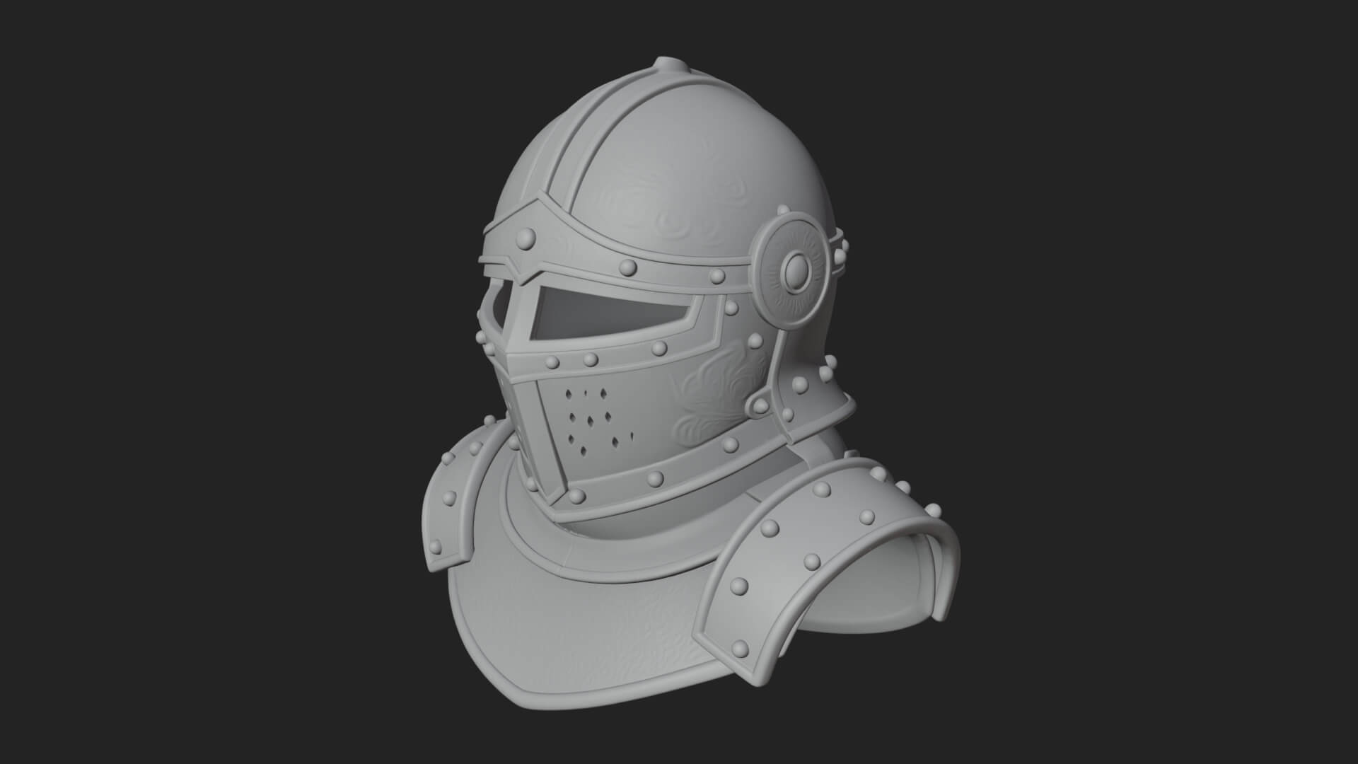 Knight Great Helm Bust Design 1 3D Print Model 3D Model
