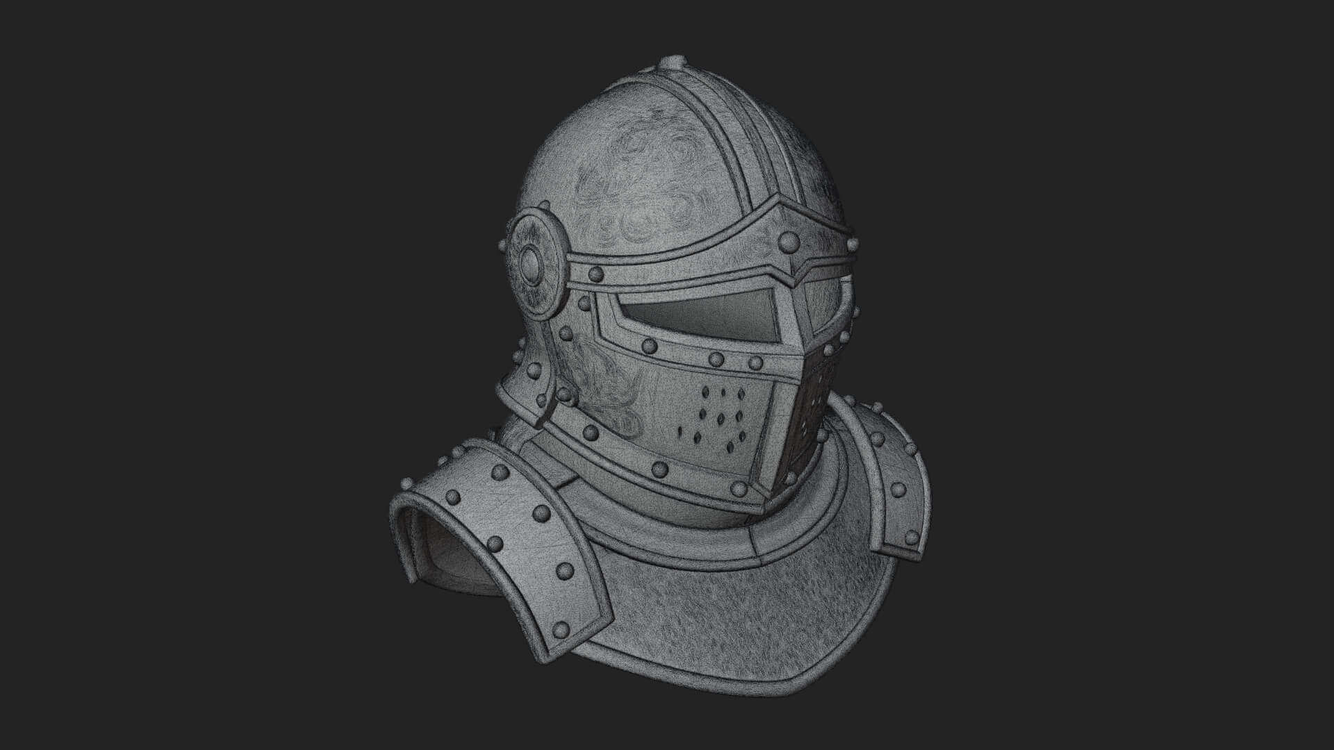 Knight Great Helm Bust Design 1 3D Print Model 3D Model