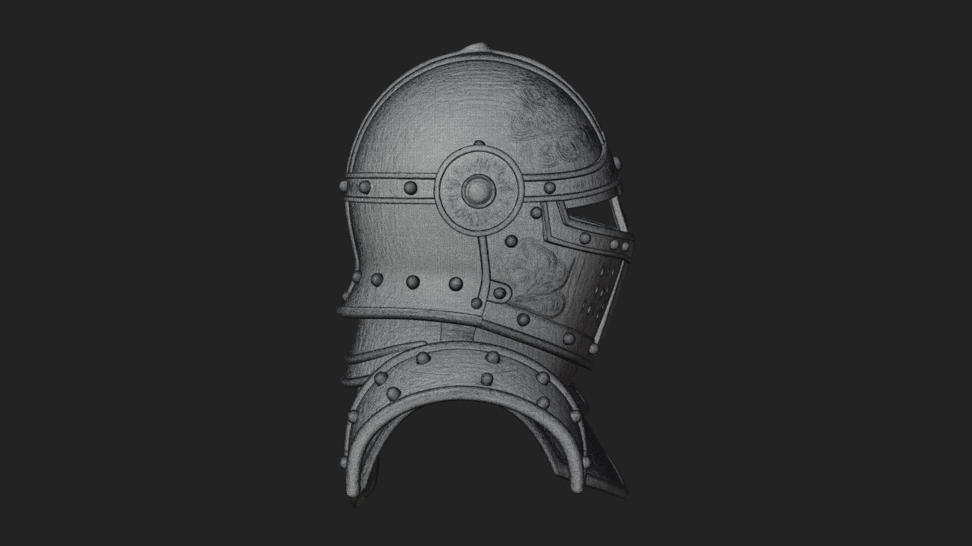 Knight Great Helm Bust Design 1 3D Print Model 3D Model