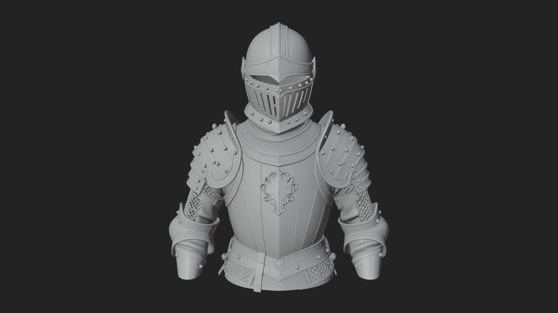 Knight Great Helm Bust Design 2 3D Print Model 3D Model