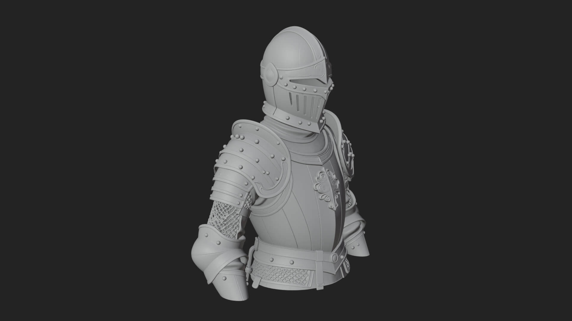 Knight Great Helm Bust Design 2 3D Print Model 3D Model