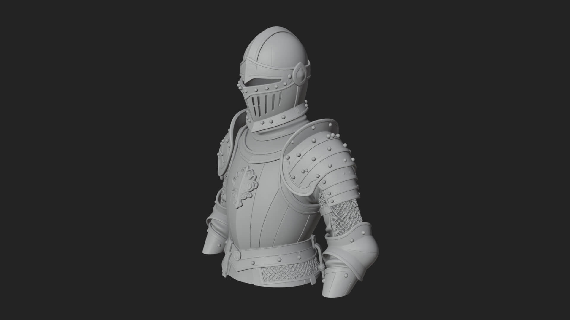 Knight Great Helm Bust Design 2 3D Print Model 3D Model