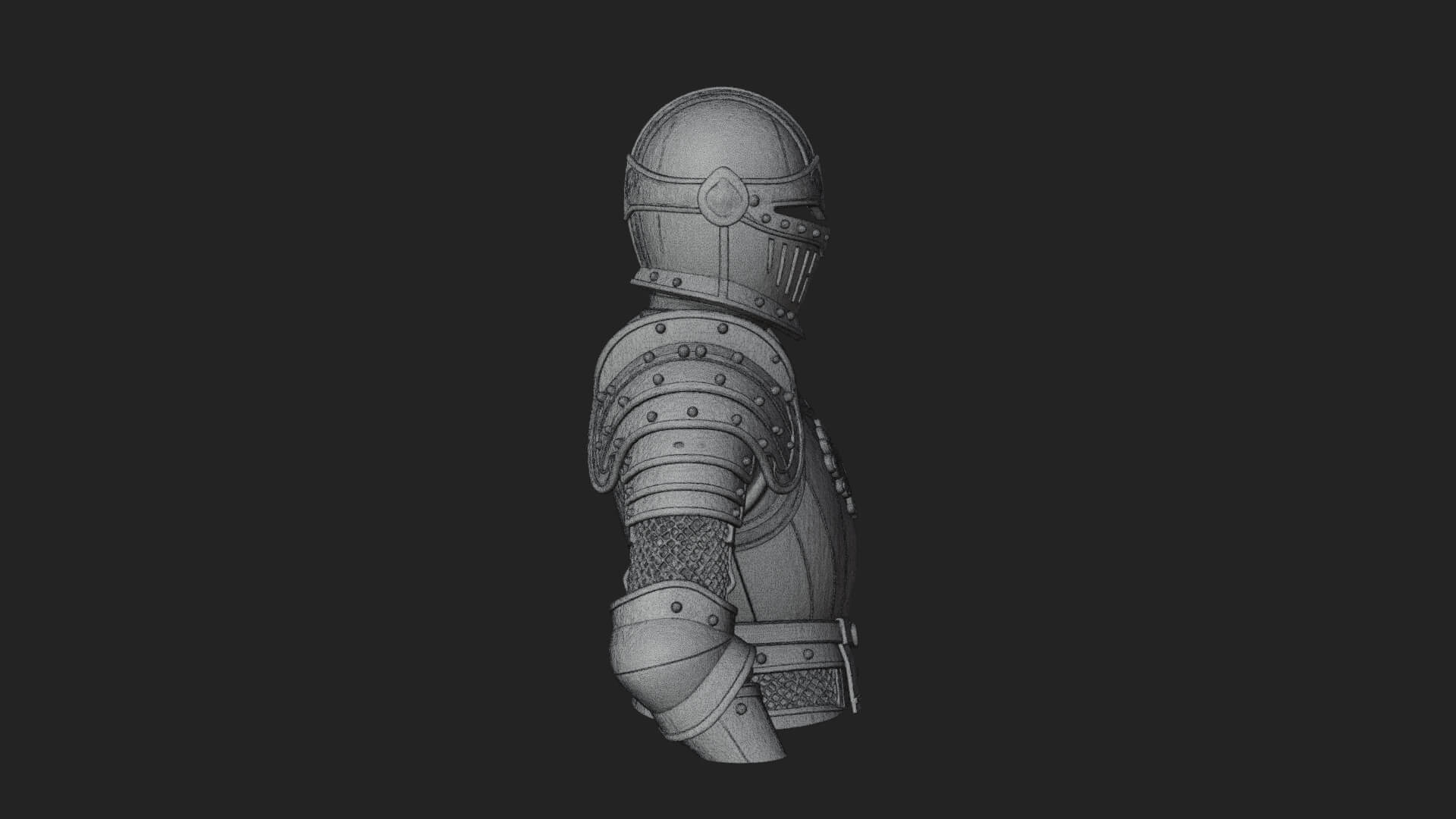 Knight Great Helm Bust Design 2 3D Print Model 3D Model