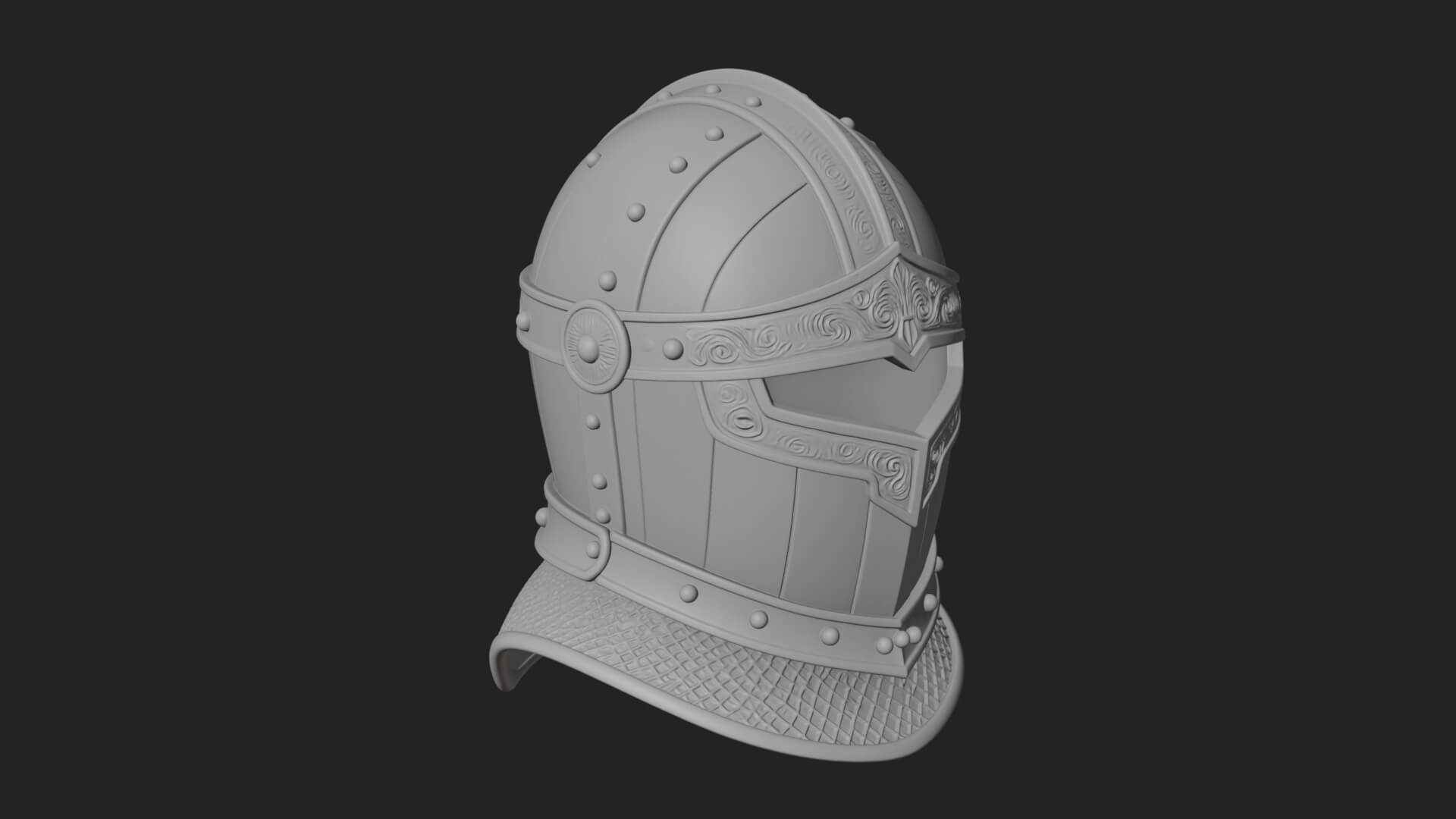 Knight Great Helm Bust Design 3 3D Print Model 3D Model