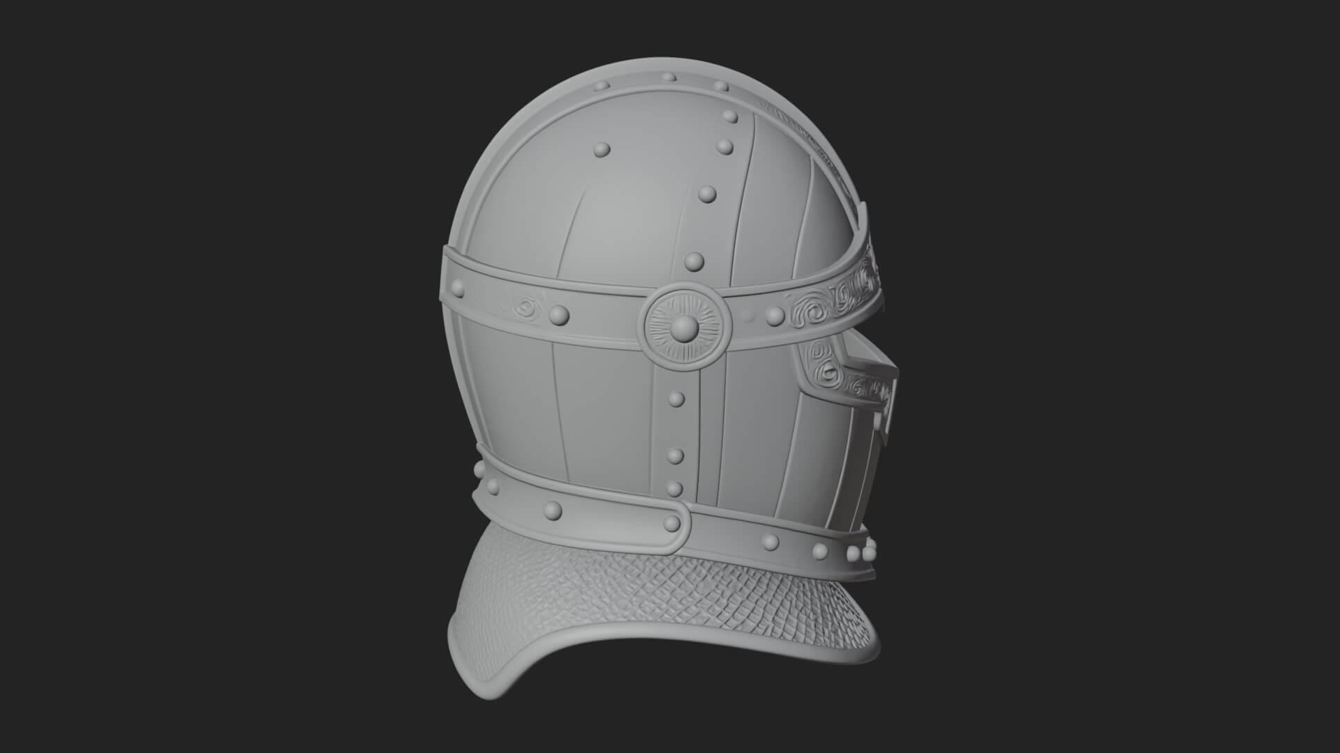 Knight Great Helm Bust Design 3 3D Print Model 3D Model