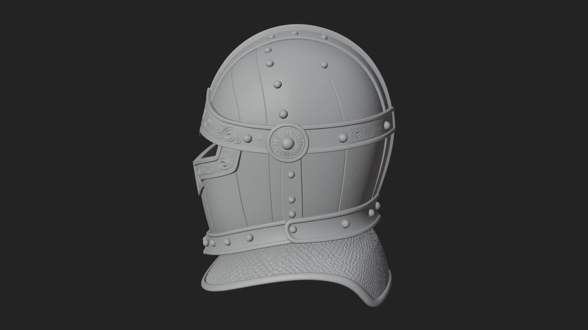 Knight Great Helm Bust Design 3 3D Print Model 3D Model