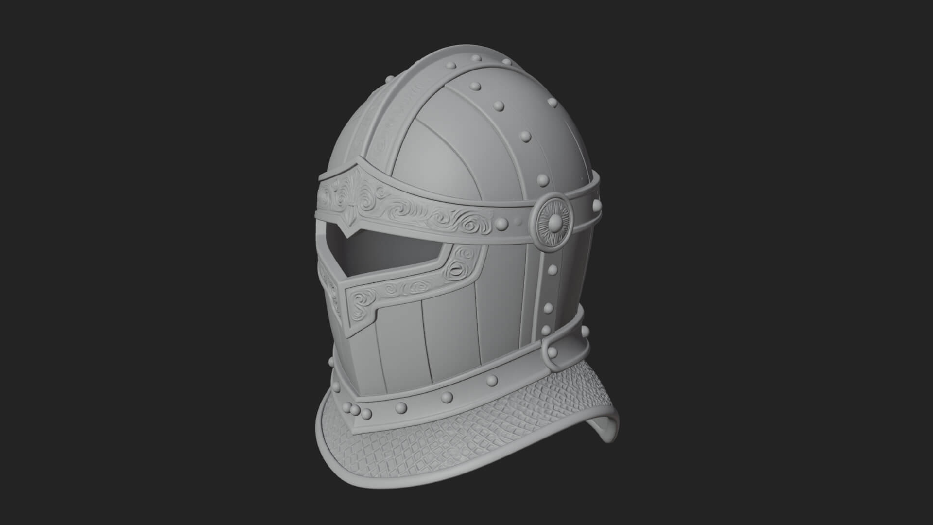 Knight Great Helm Bust Design 3 3D Print Model 3D Model