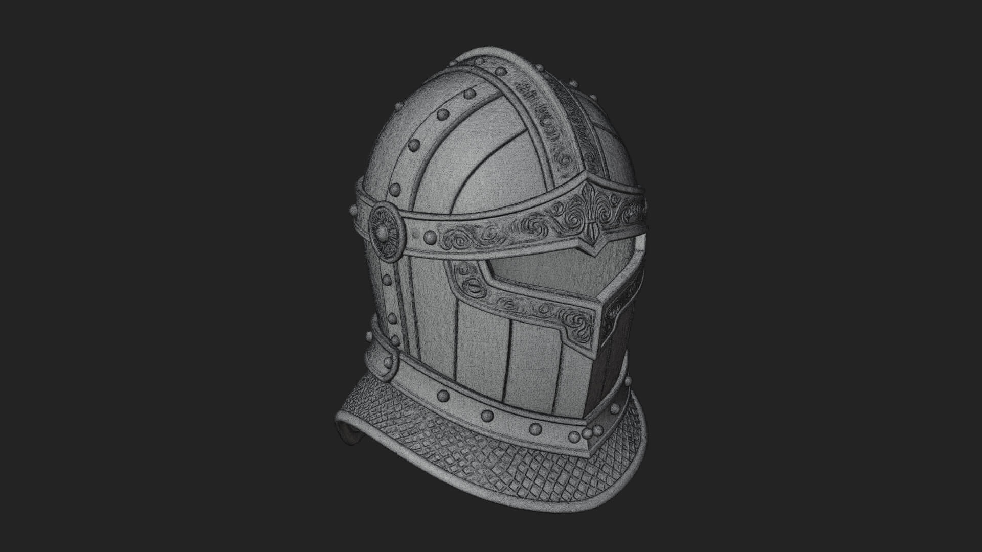 Knight Great Helm Bust Design 3 3D Print Model 3D Model