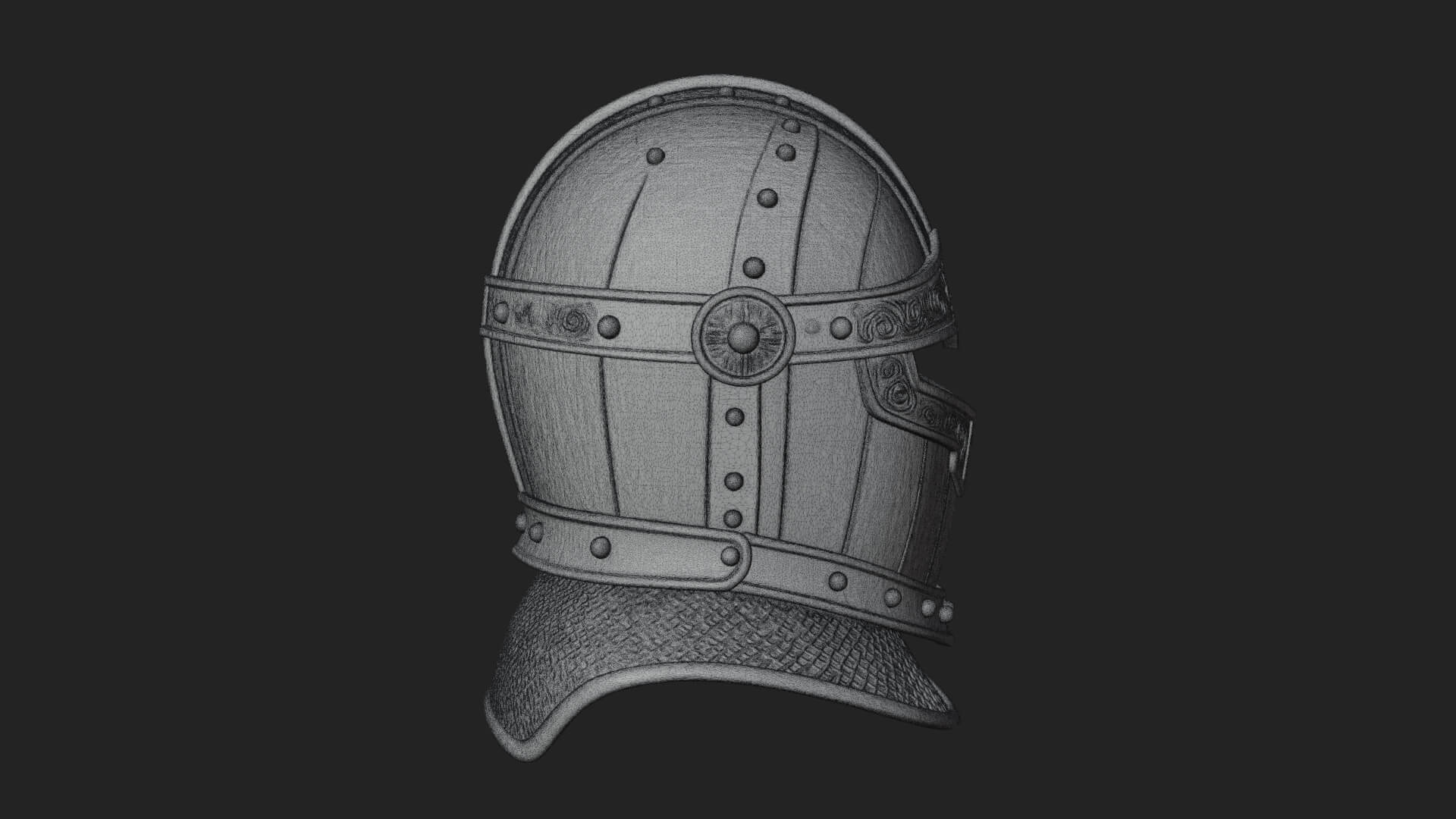 Knight Great Helm Bust Design 3 3D Print Model 3D Model
